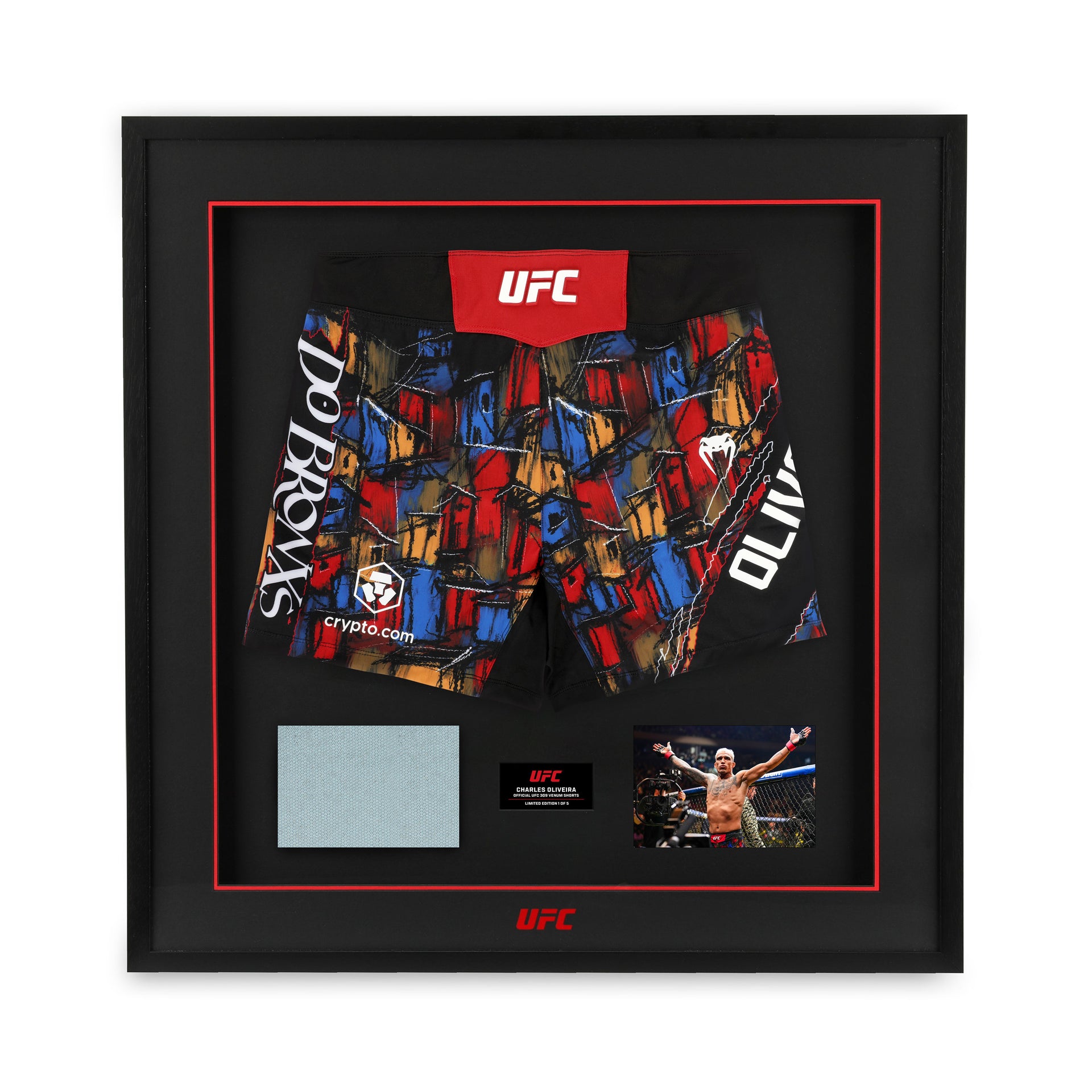 Charles Oliveira Limited Edition UFC 309 Venum Shorts & Canvas Display