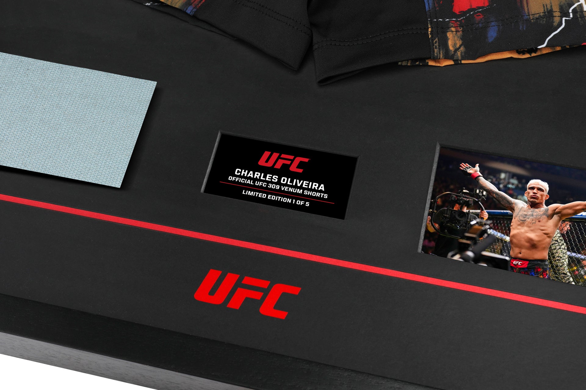 Charles Oliveira Limited Edition UFC 309 Venum Shorts & Canvas Display