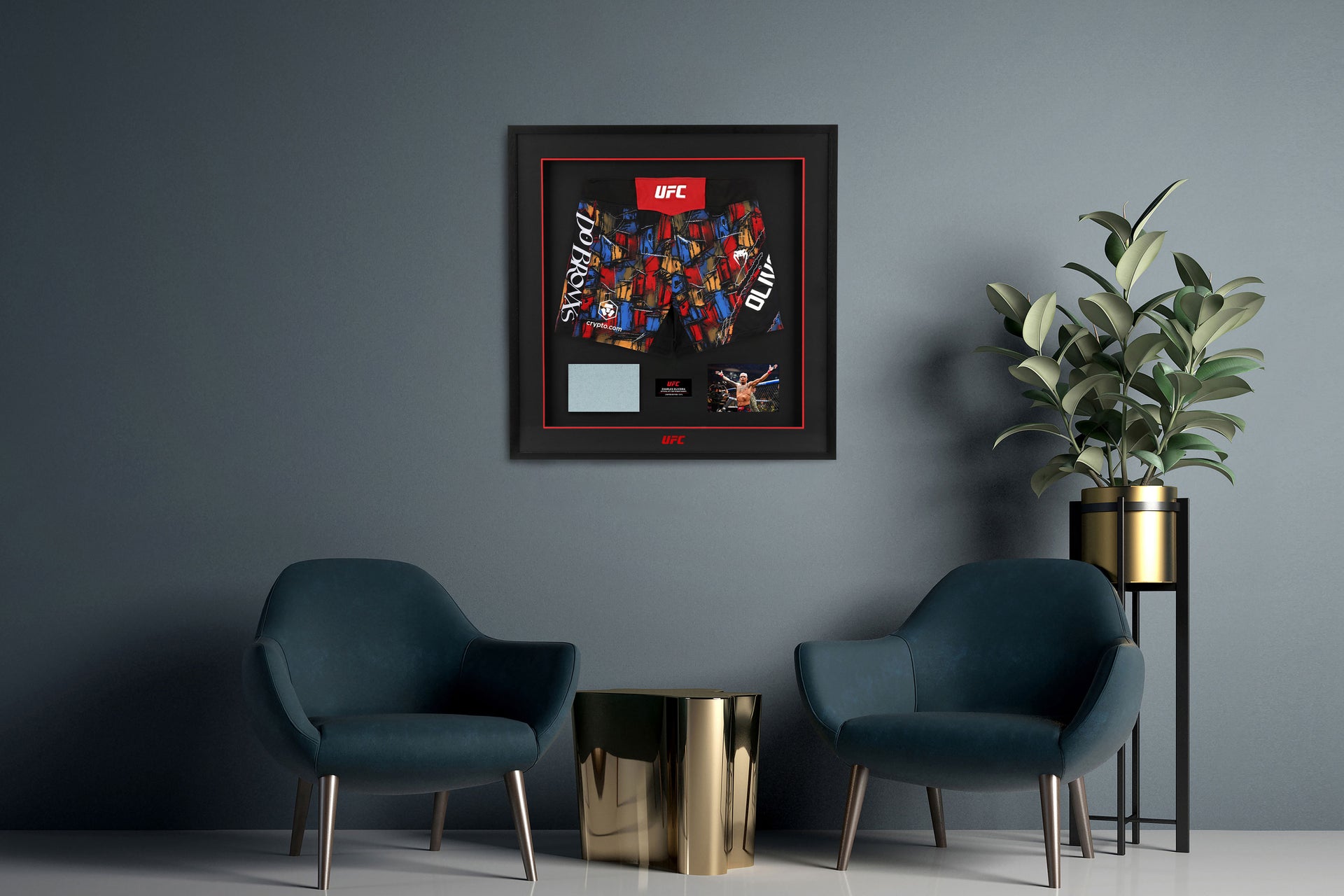 Charles Oliveira Limited Edition UFC 309 Venum Shorts & Canvas Display