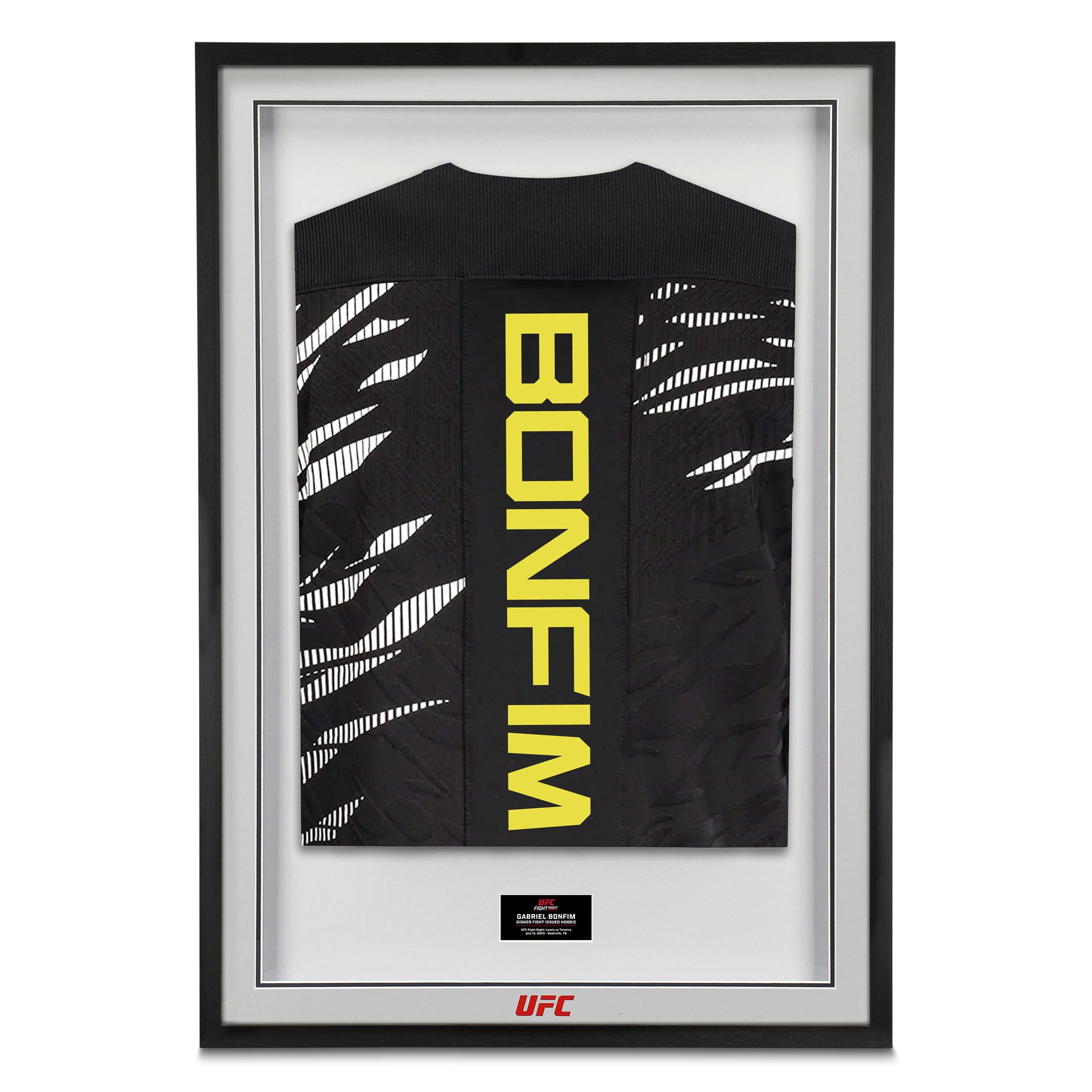 Gabriel Bonfim Signed 1-of-1 Fight Worn Hoodie UFC Fight Night: Lewis vs Teixeira