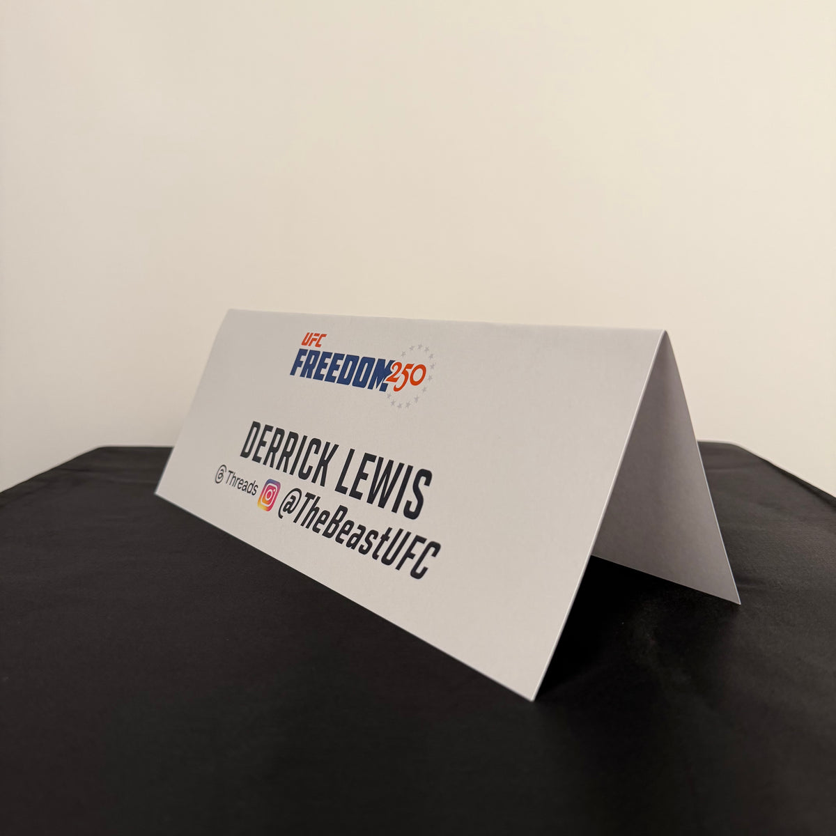 Derrick Lewis Press Conference Name Card UFC Freedom 250: Topuria
