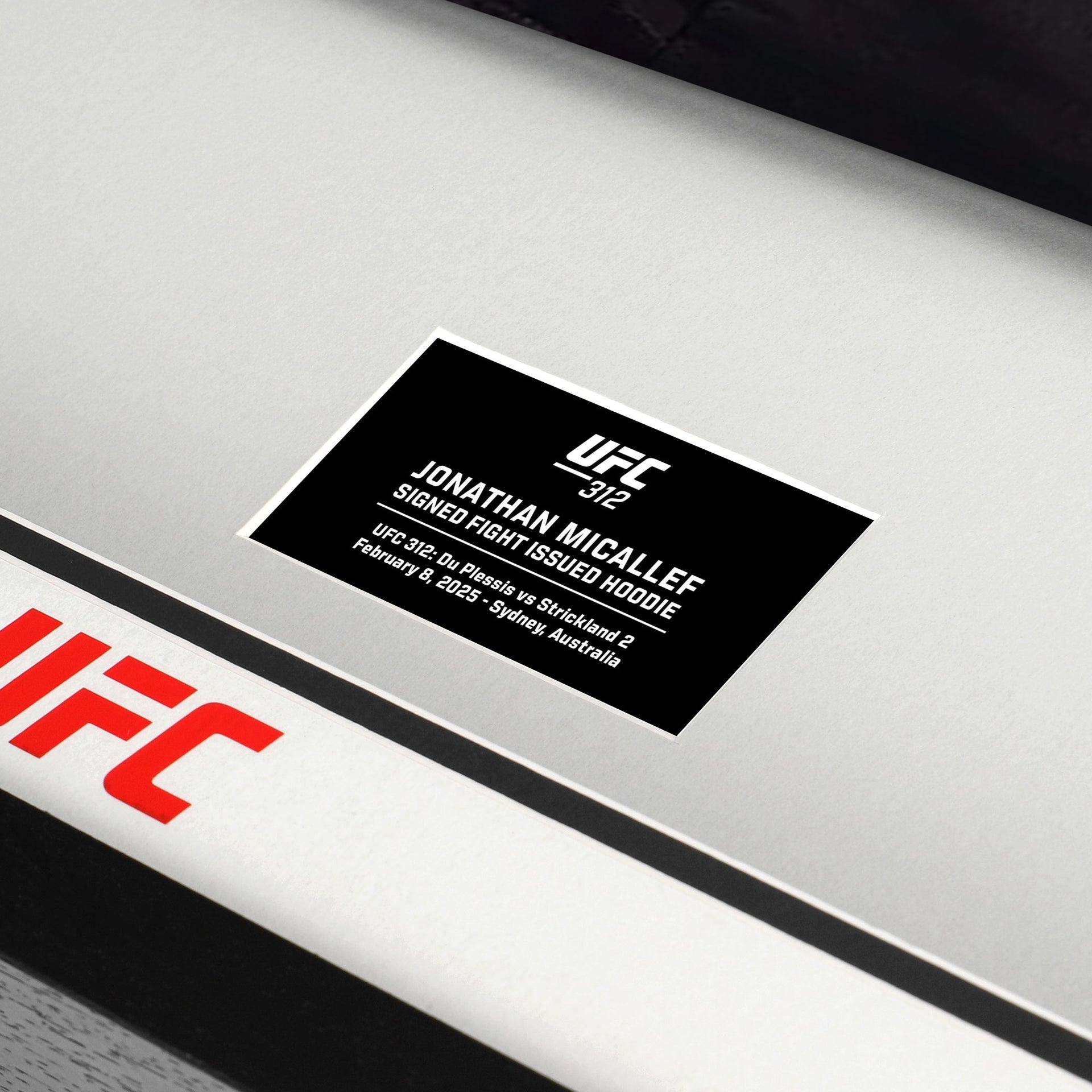 Jonathon Micallef 1-of-1 Signed Fight Issued Hoodie UFC 312: Du Plessis vs Strickland