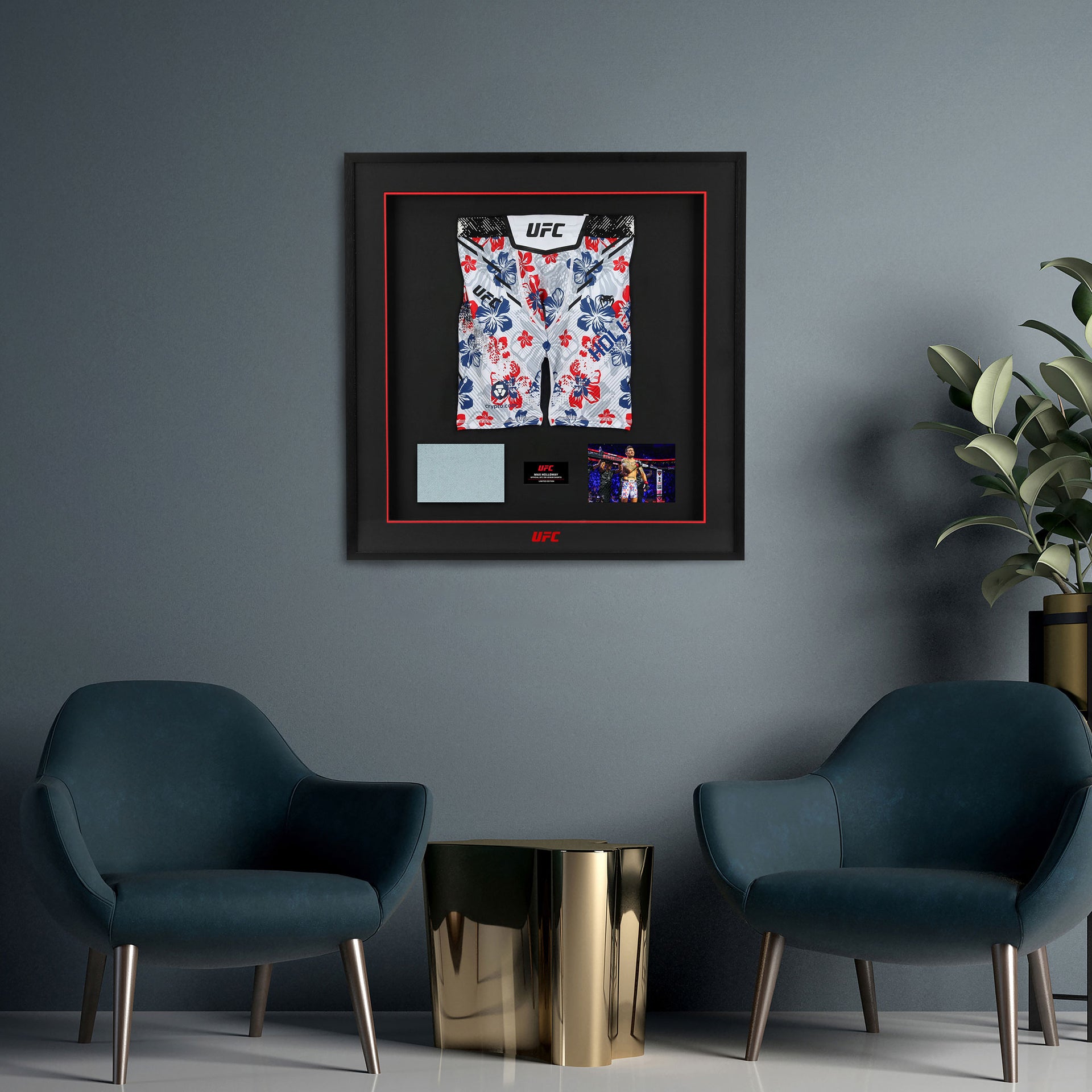 Max Holloway Limited Edition UFC 318 Venum Shorts & Canvas Display