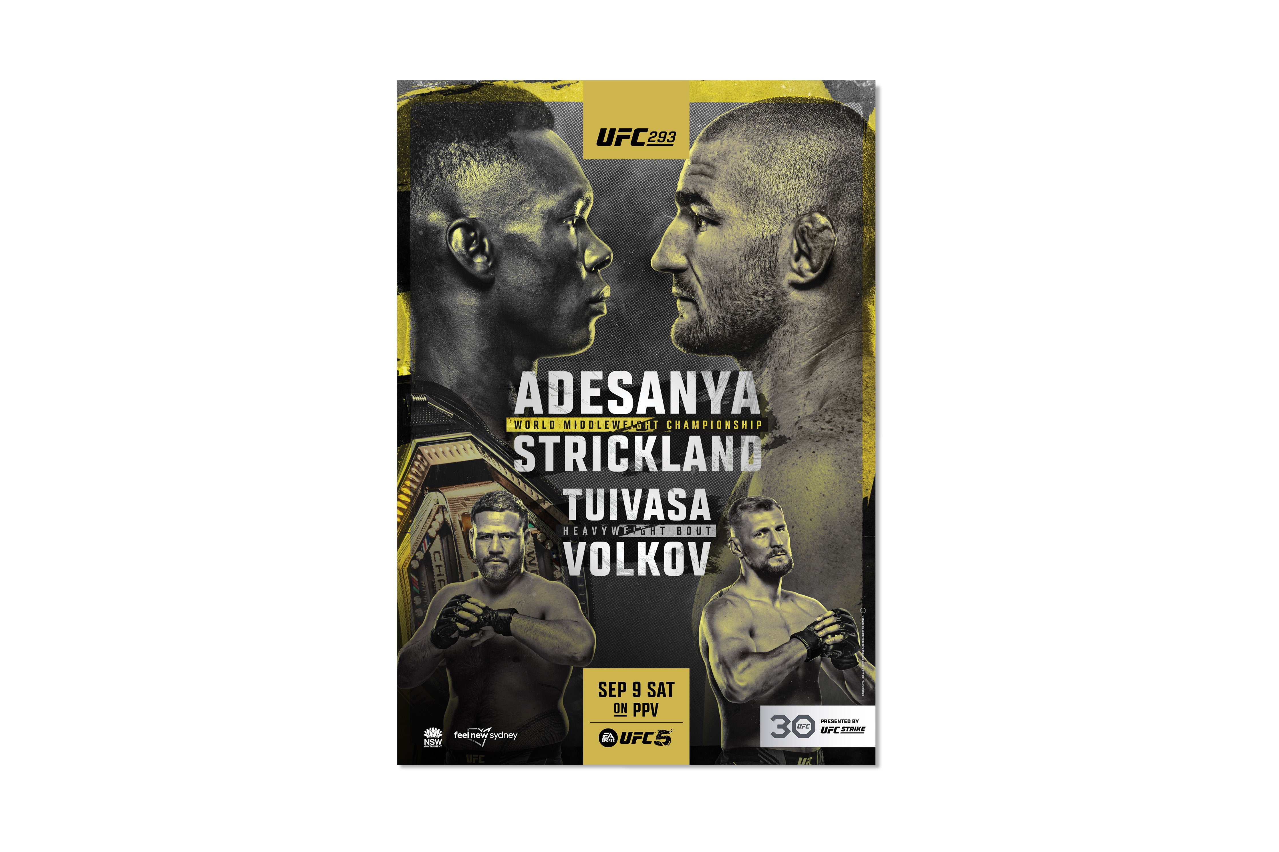 UFC 293: Adesanya vs Strickland Autographed Event Poster