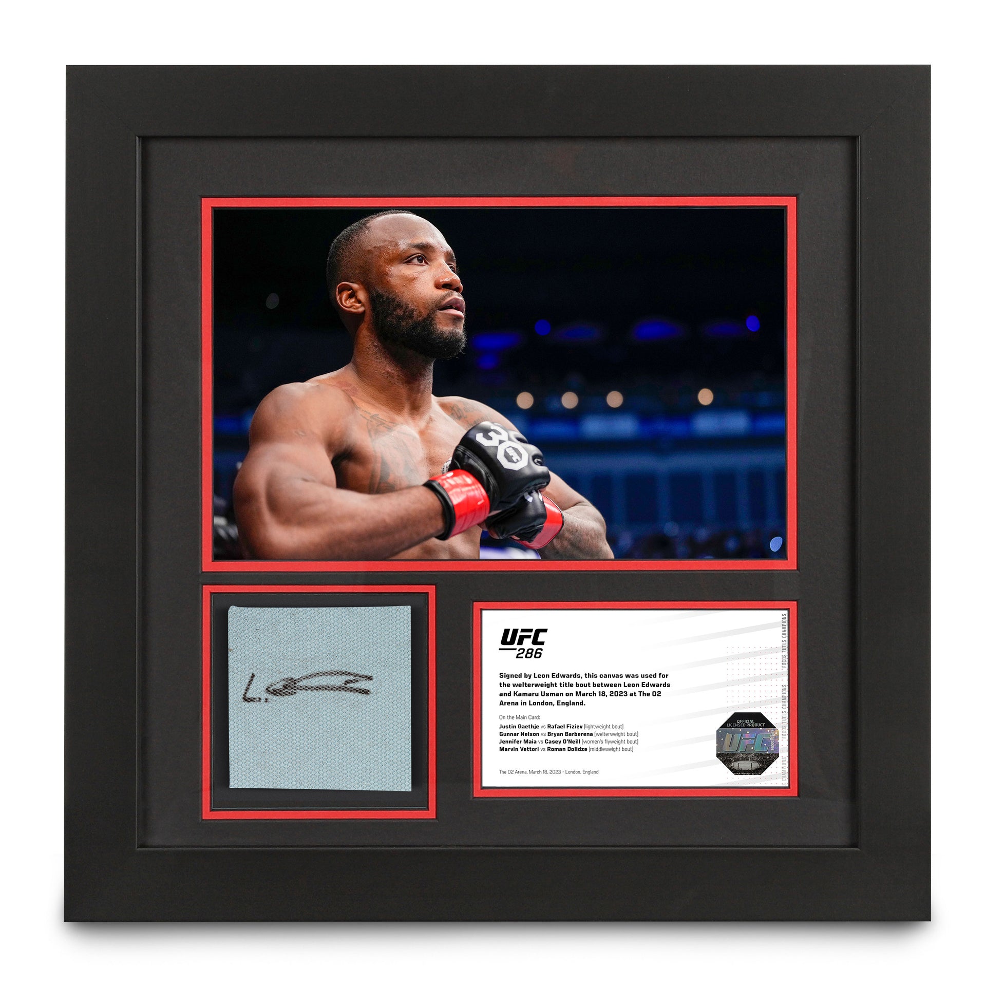 Leon Edwards Signed Canvas & Photo UFC 286