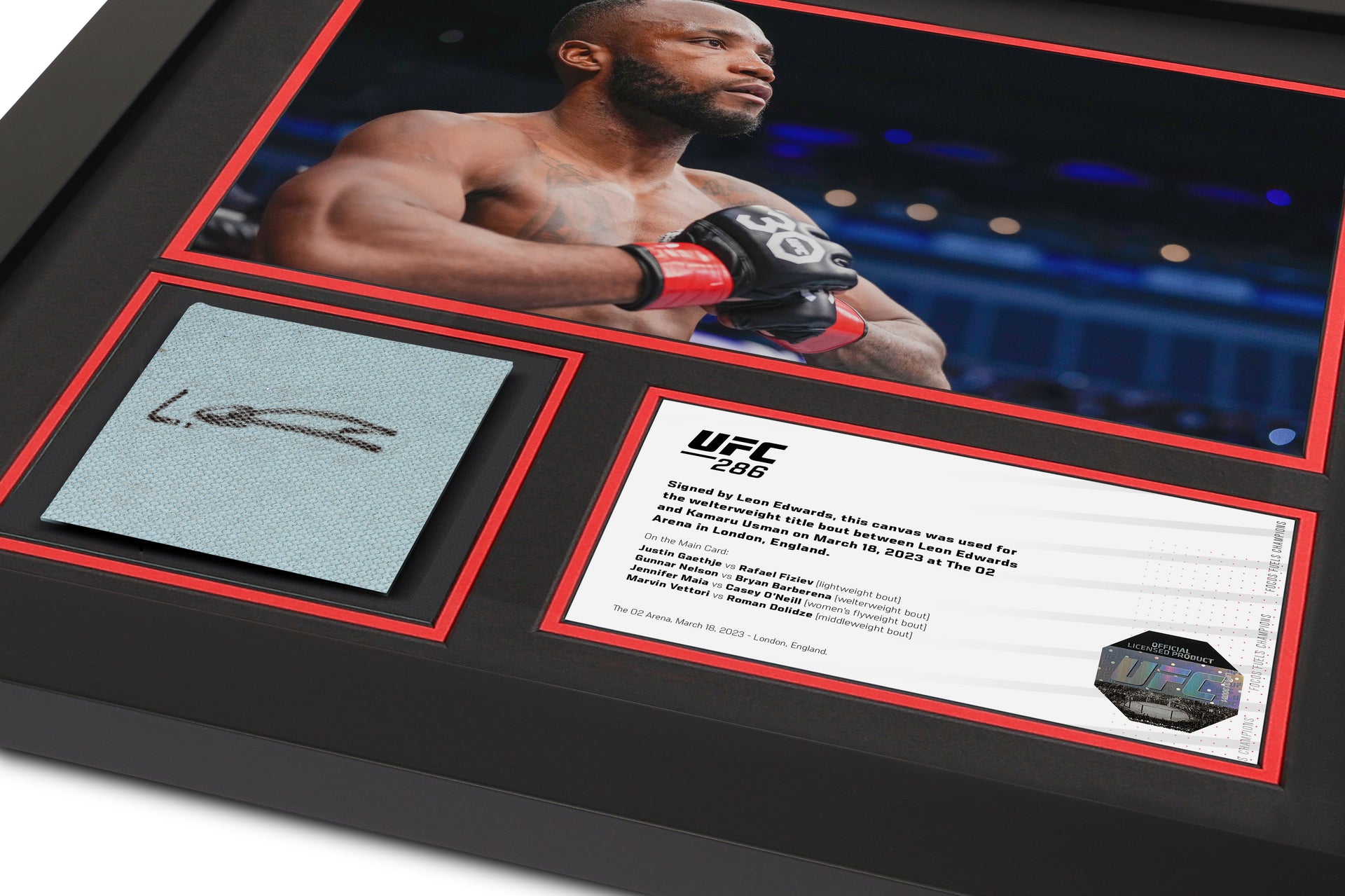 Leon Edwards Signed Canvas & Photo UFC 286
