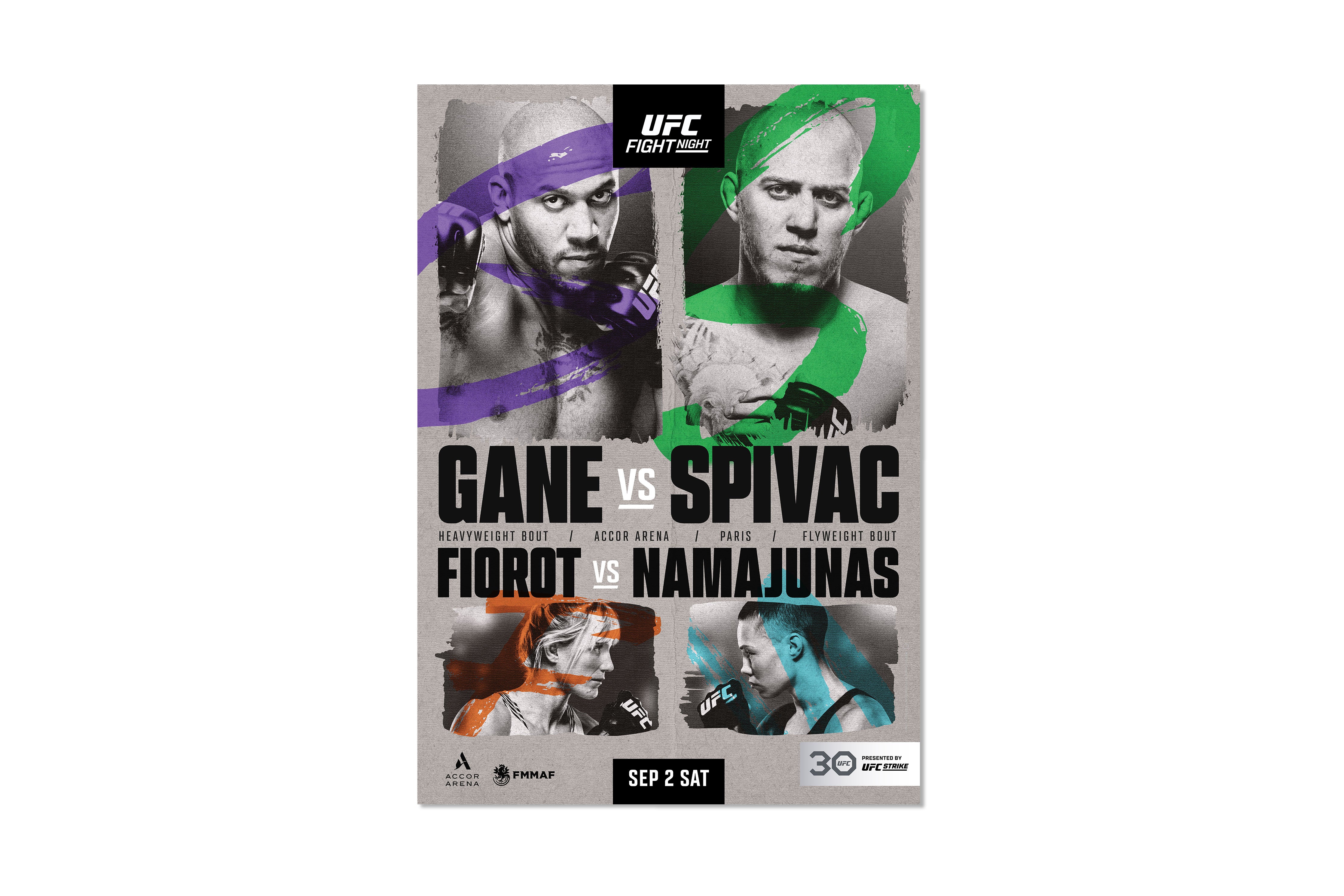 UFC Fight Night: Gane vs Spivac Autographed Event Poster