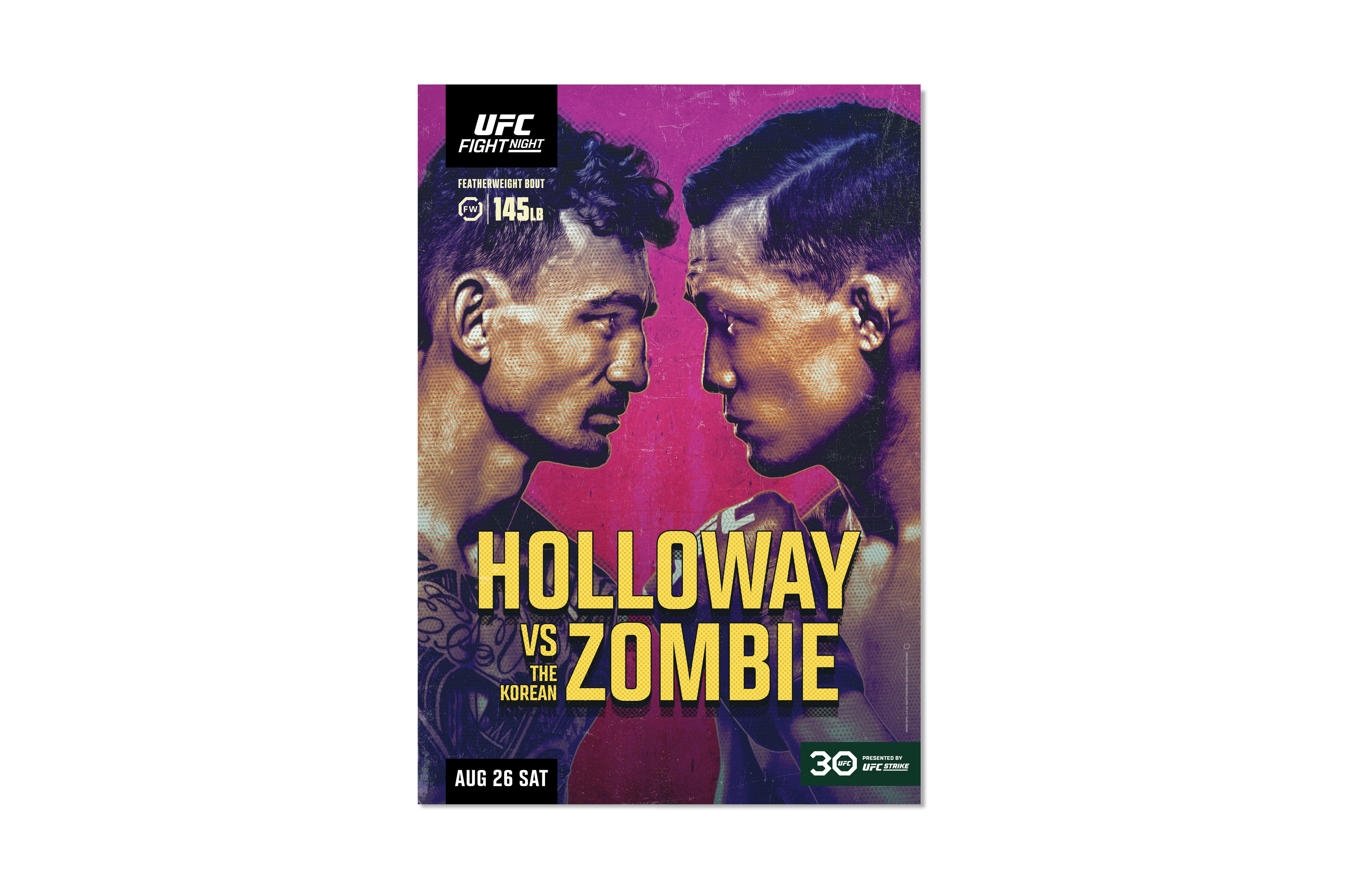 UFC Fight Night: Holloway vs The Korean Zombie Autographed Event Poster