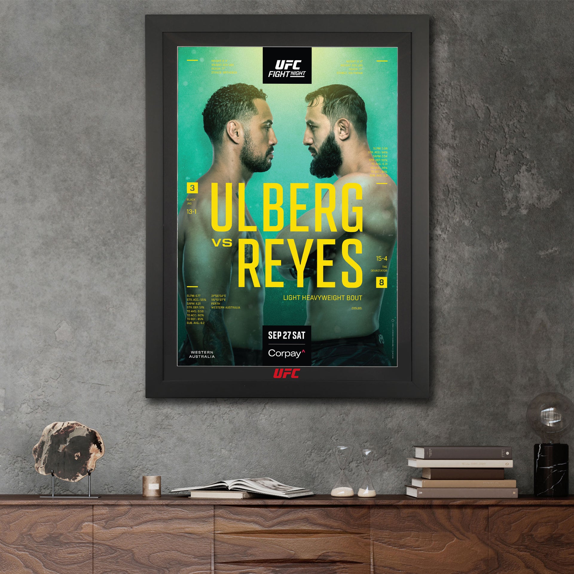 UFC Fight Night: Ulberg vs Reyes Autographed Event Poster