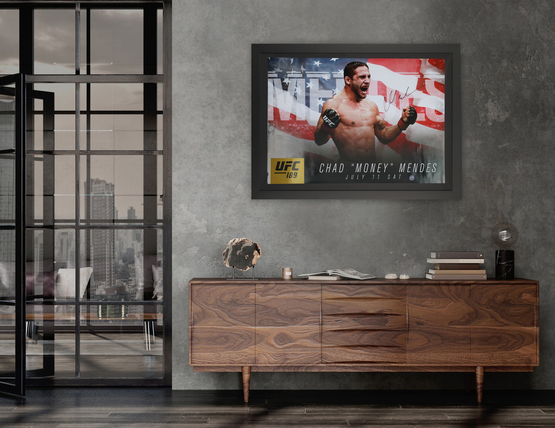 Chad Mendes Framed Signed UFC 189: Mendes vs McGregor Print