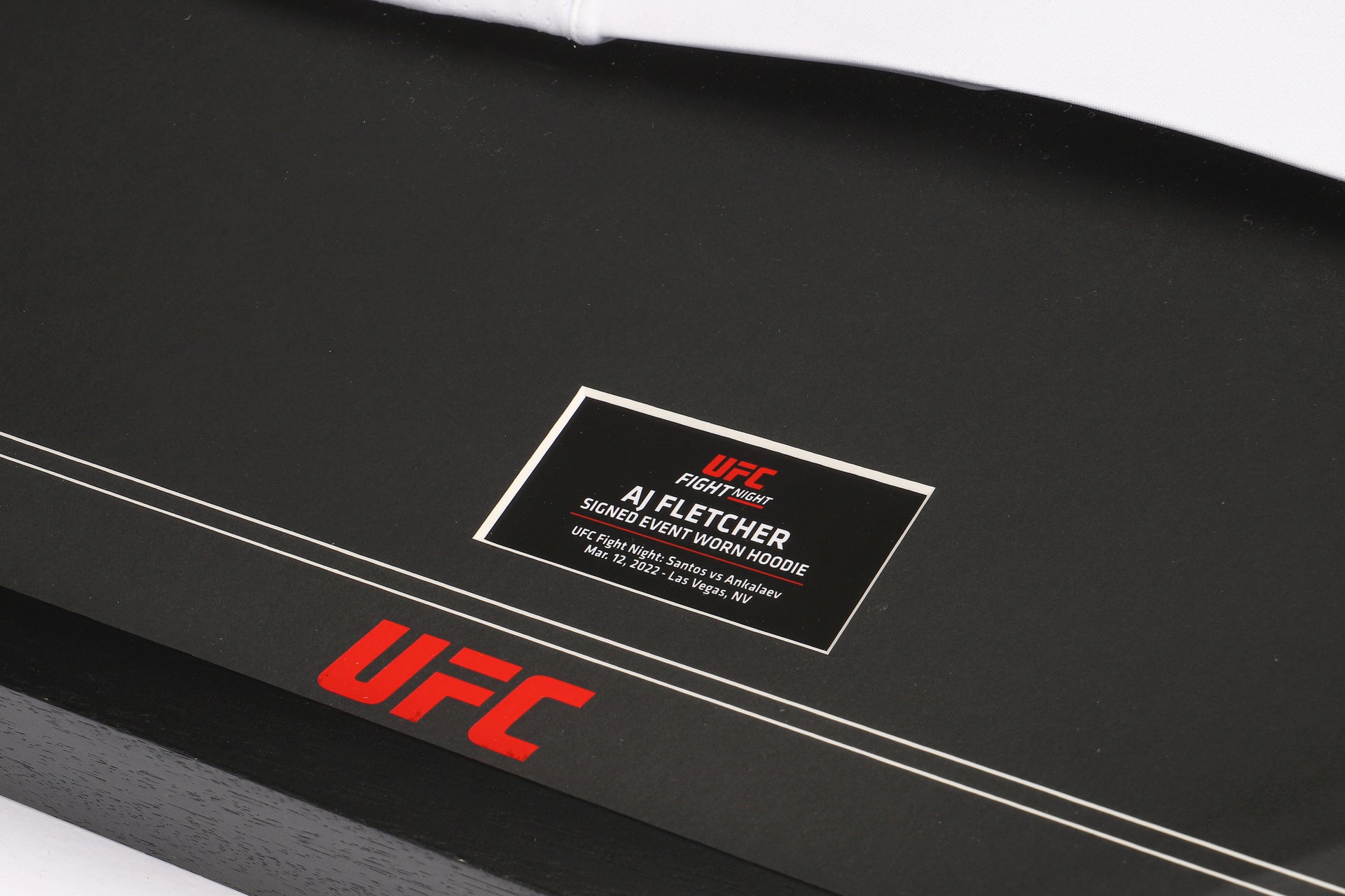 Framed AJ Fletcher Signed 1-of-1 Fight Issued Hoodie UFC Fight Night Santos vs Ankalaev