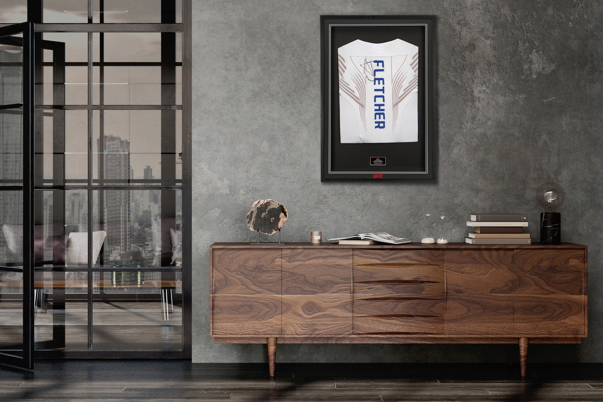 Framed AJ Fletcher Signed 1-of-1 Fight Issued Hoodie UFC Fight Night Santos vs Ankalaev