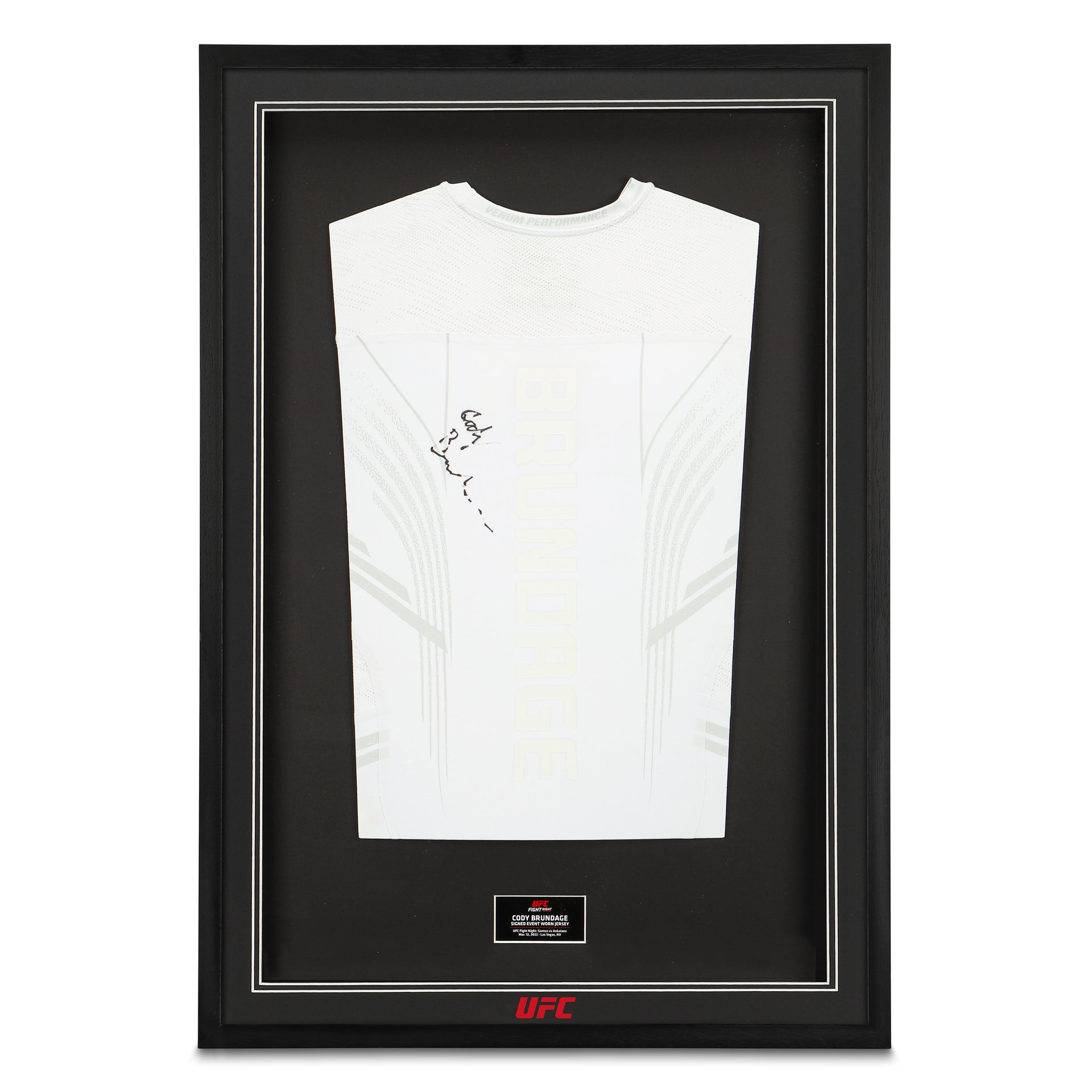 Framed Cody Brundage Signed 1-of-1 Fight Issued Jersey UFC Fight Night: Santos vs Ankalaev