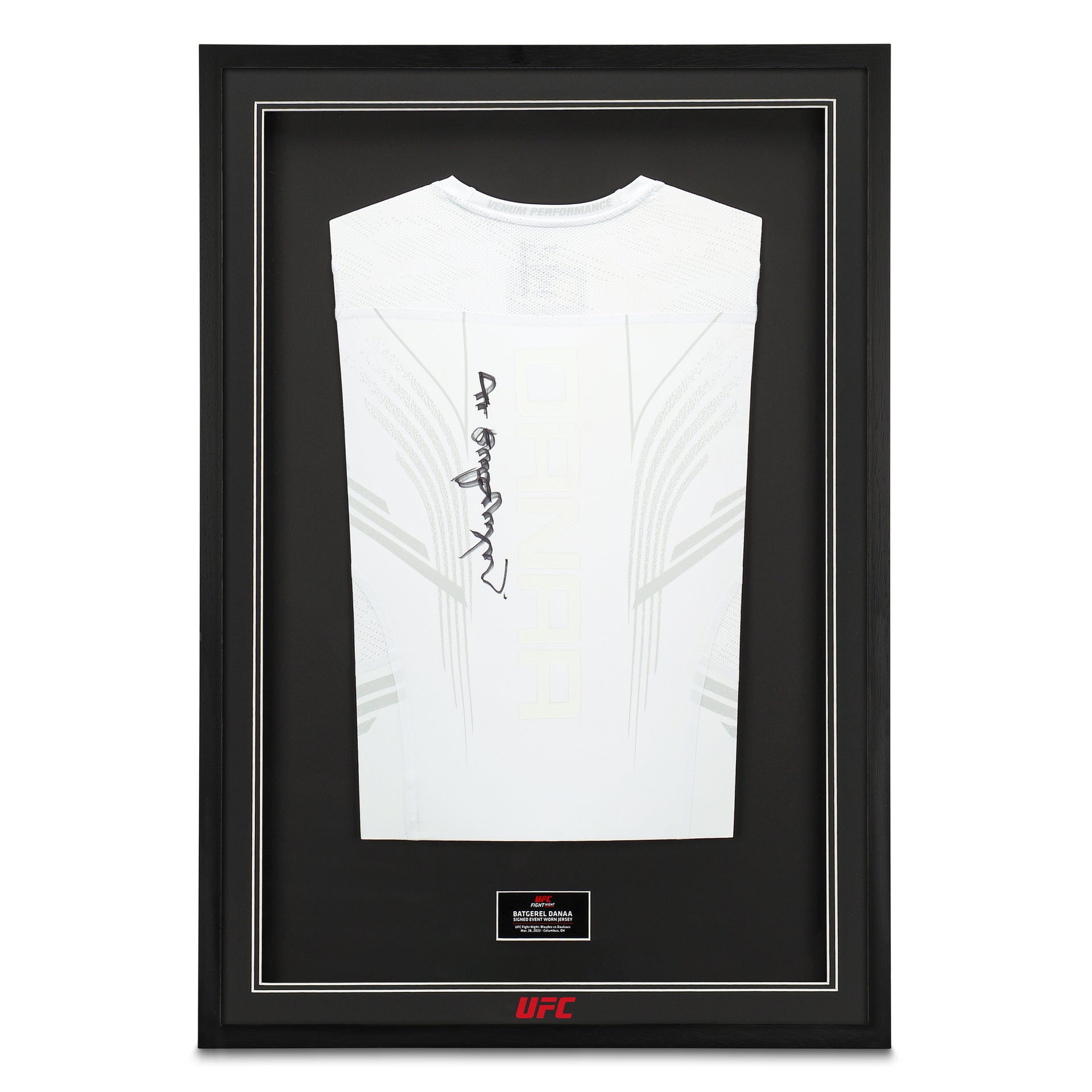 Framed Batgerel Danaa Signed 1-of-1 Fight Issued Jersey UFC Fight Night: Blaydes vs Daukaus