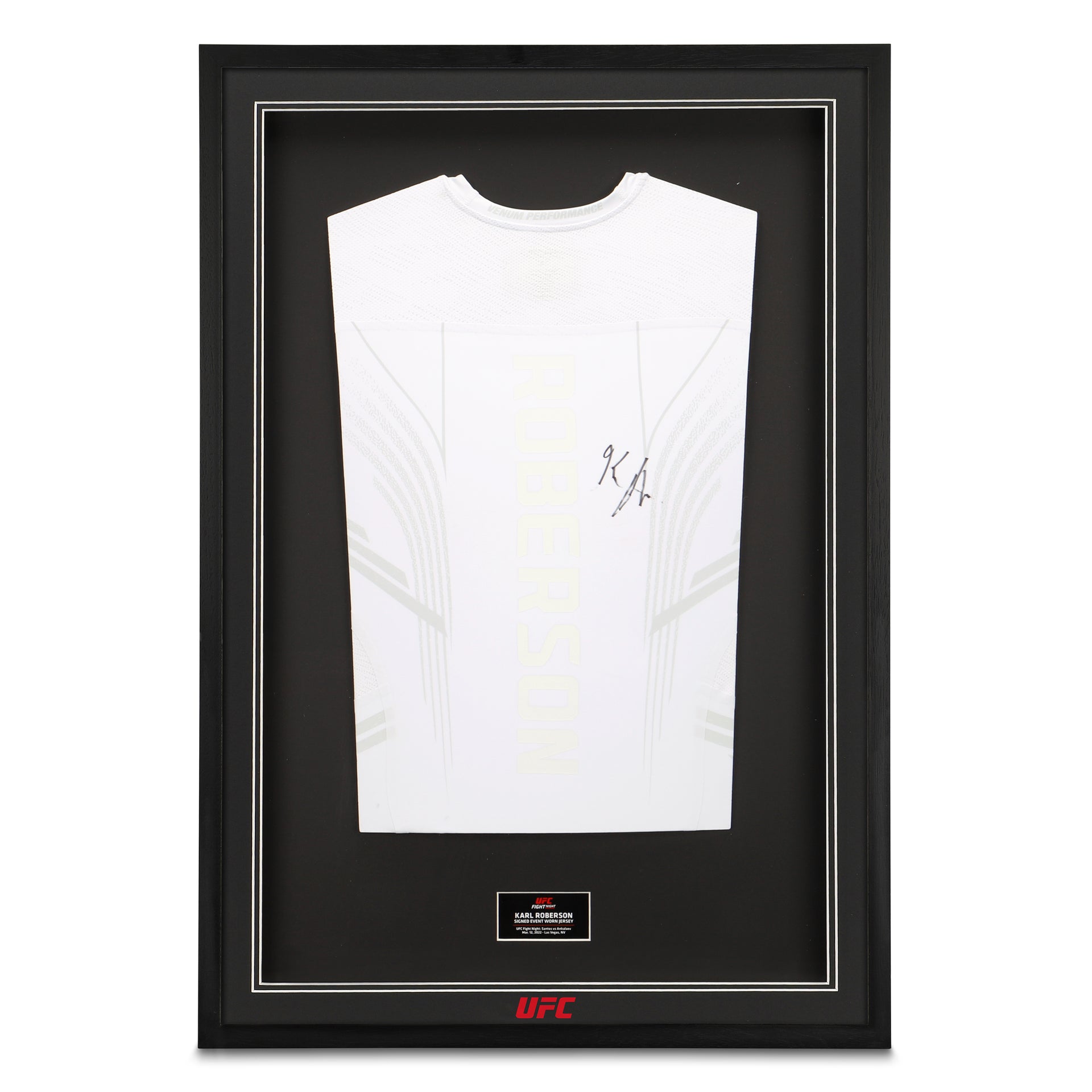 Framed Karl Roberson Signed 1-of-1 Fight Issued Jersey UFC Fight Night: Santos vs Ankalaev