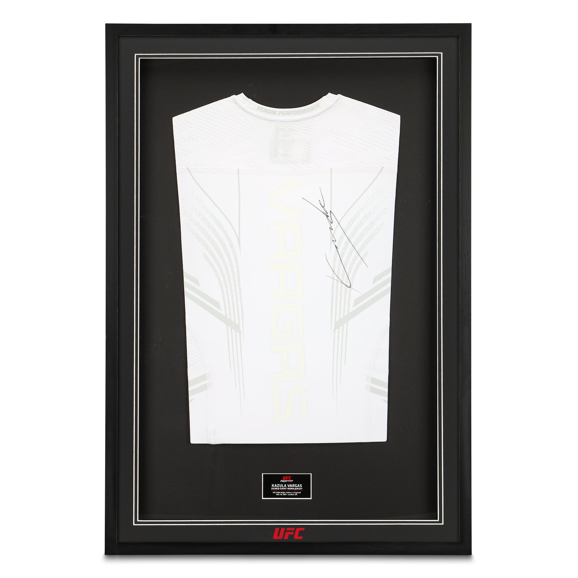 Framed Rodrigo Vargas Signed 1-of-1 Fight Issued Jersey UFC Fight Night: Volkov vs Aspinall