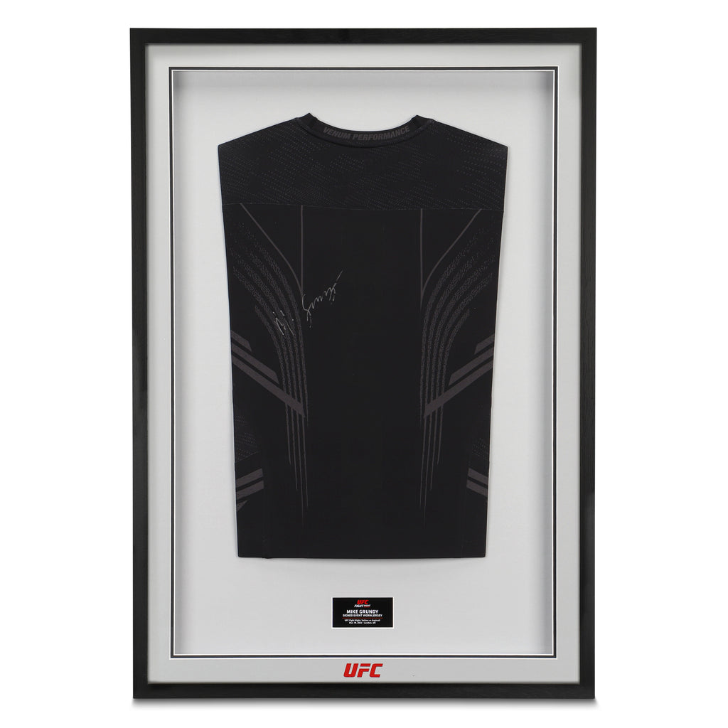 Framed Mike Grundy Signed 1-of-1 Fight Issued Jersey UFC Fight Night: Volkov vs Aspinall