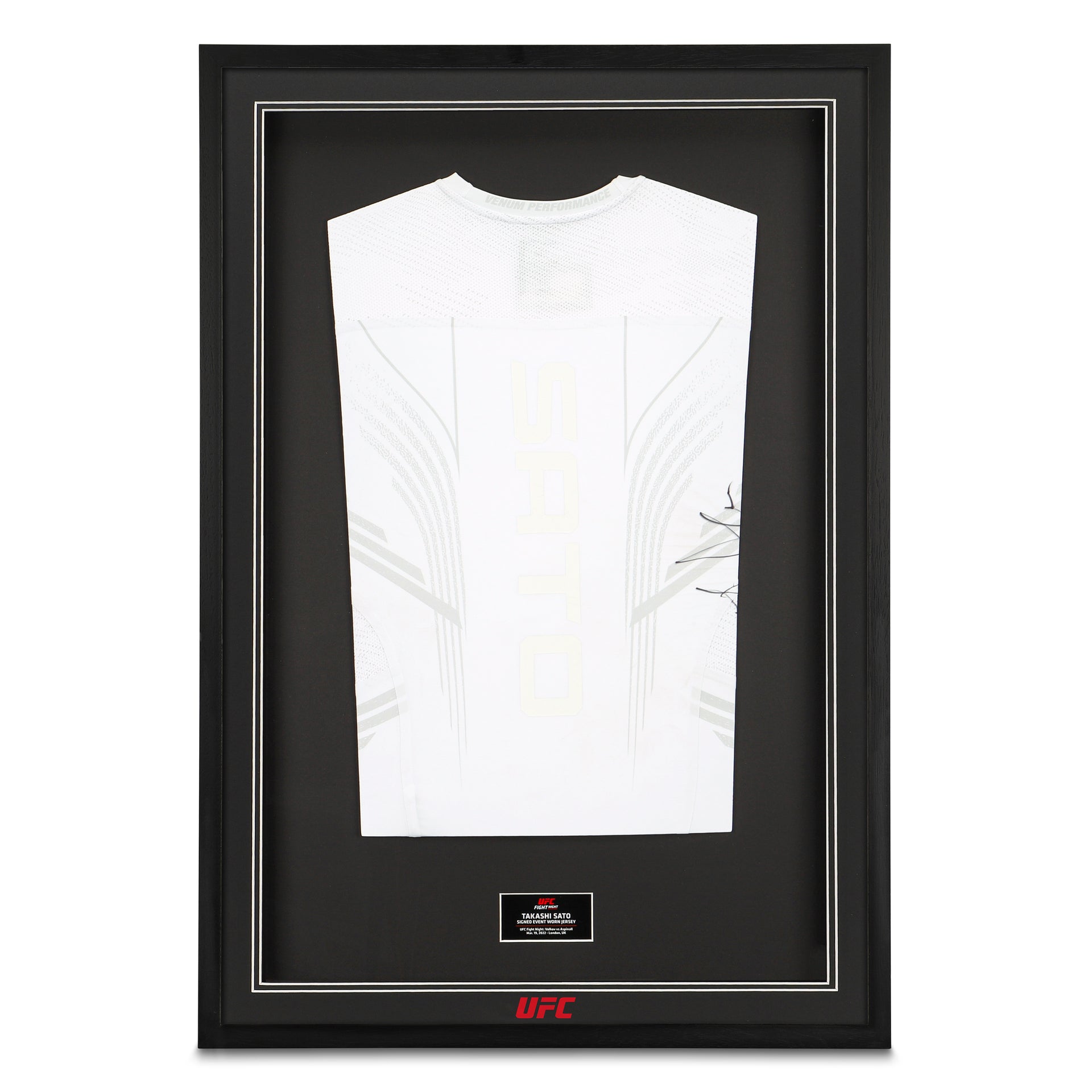 Framed Takashi Sato Signed 1-of-1 Fight Issued Jersey UFC Fight Night: Volkov vs Aspinall