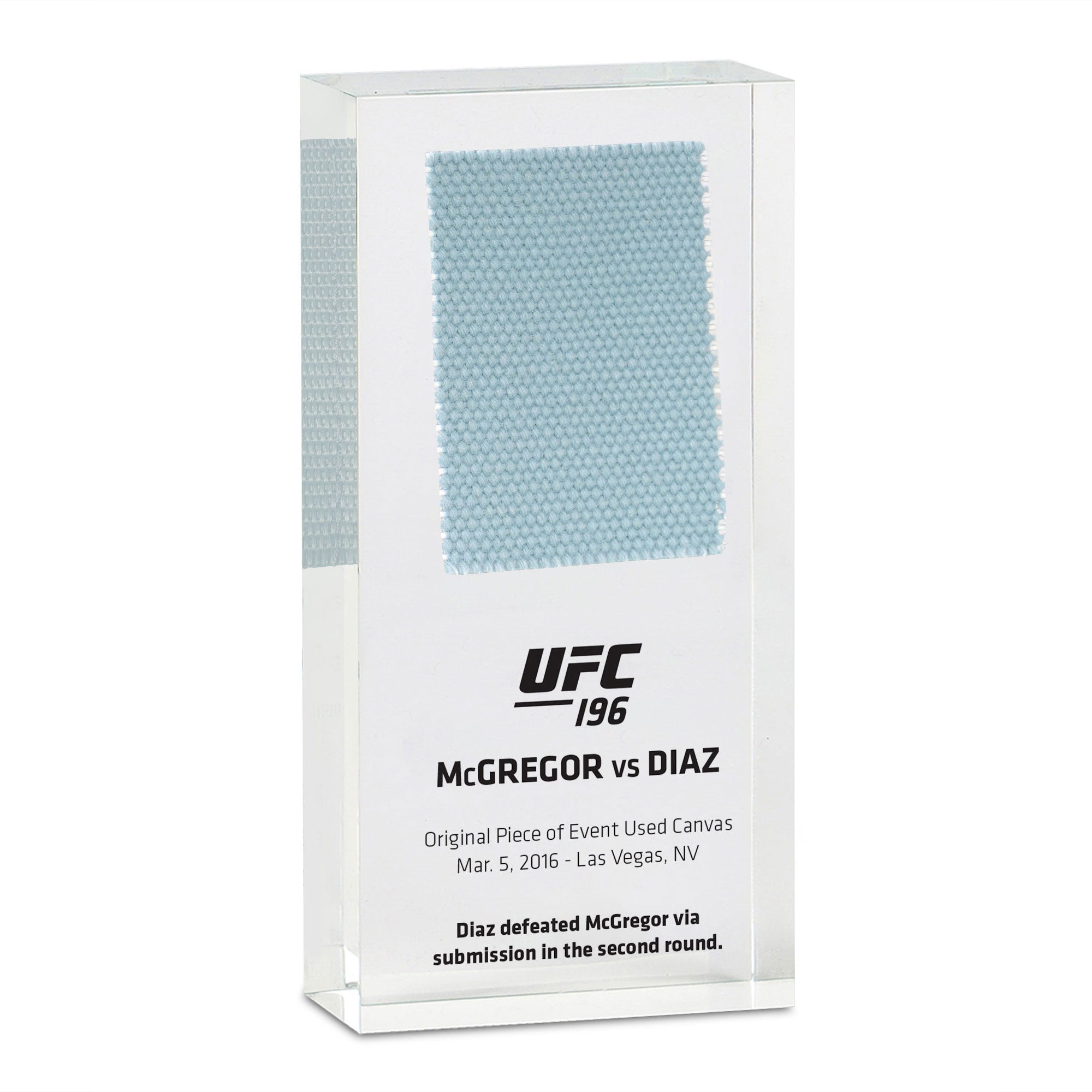 Canvas from the Diaz vs McGregor event encased in acrylic