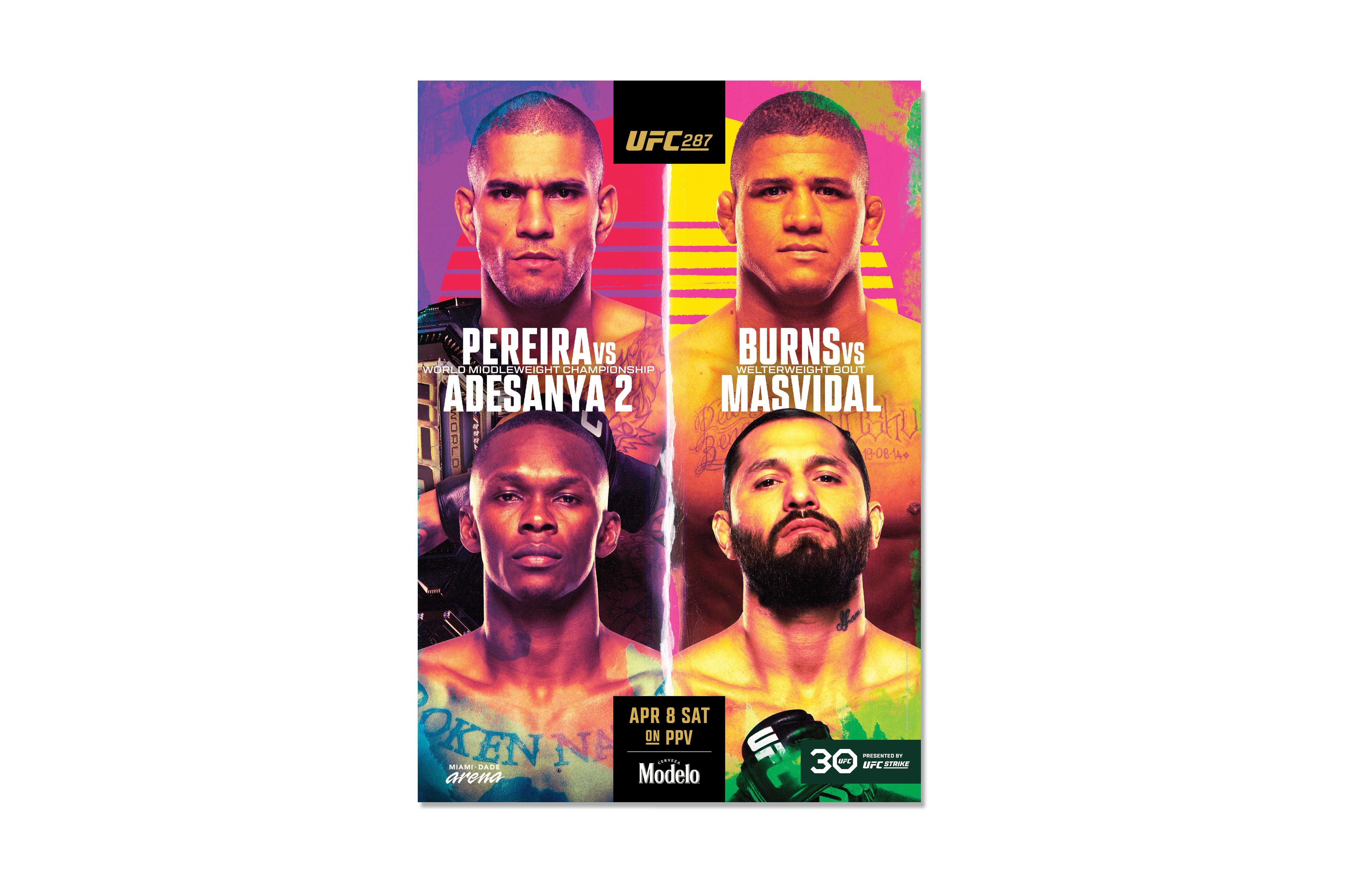UFC 287: Pereira vs Adesanya 2 Autographed Event Poster