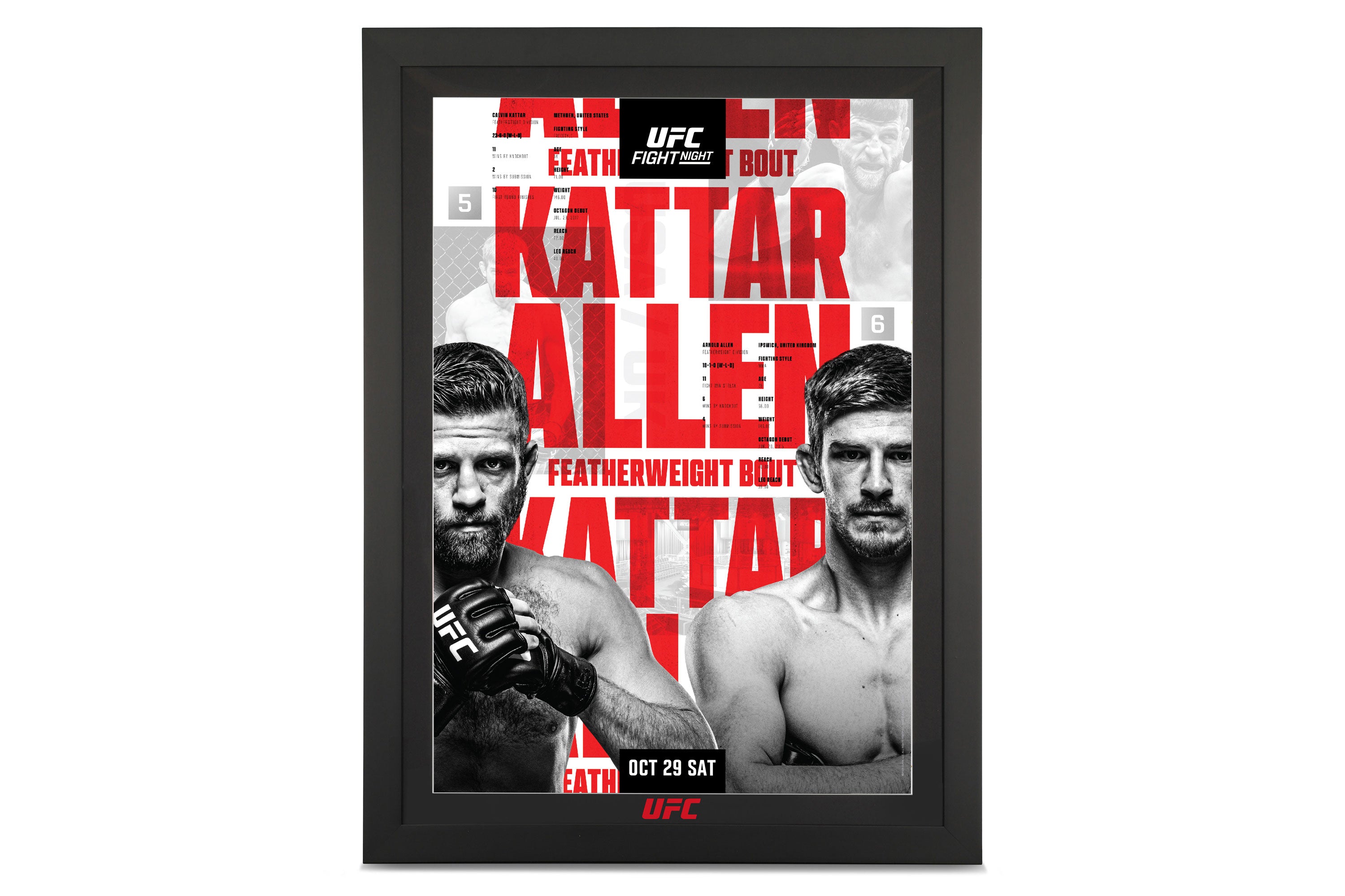UFC Fight Night: Kattar vs Allen Autographed Event Poster
