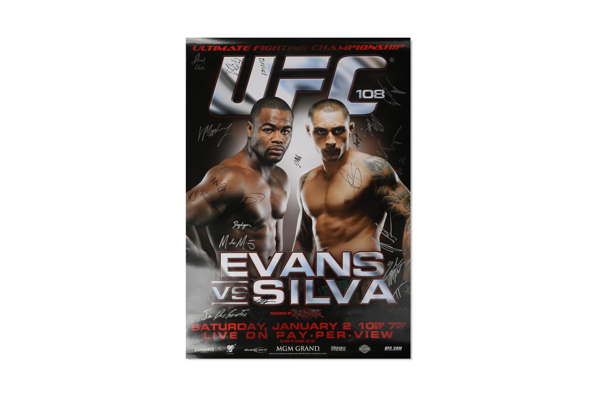 UFC 108: Evans vs Silva Autographed Event Poster