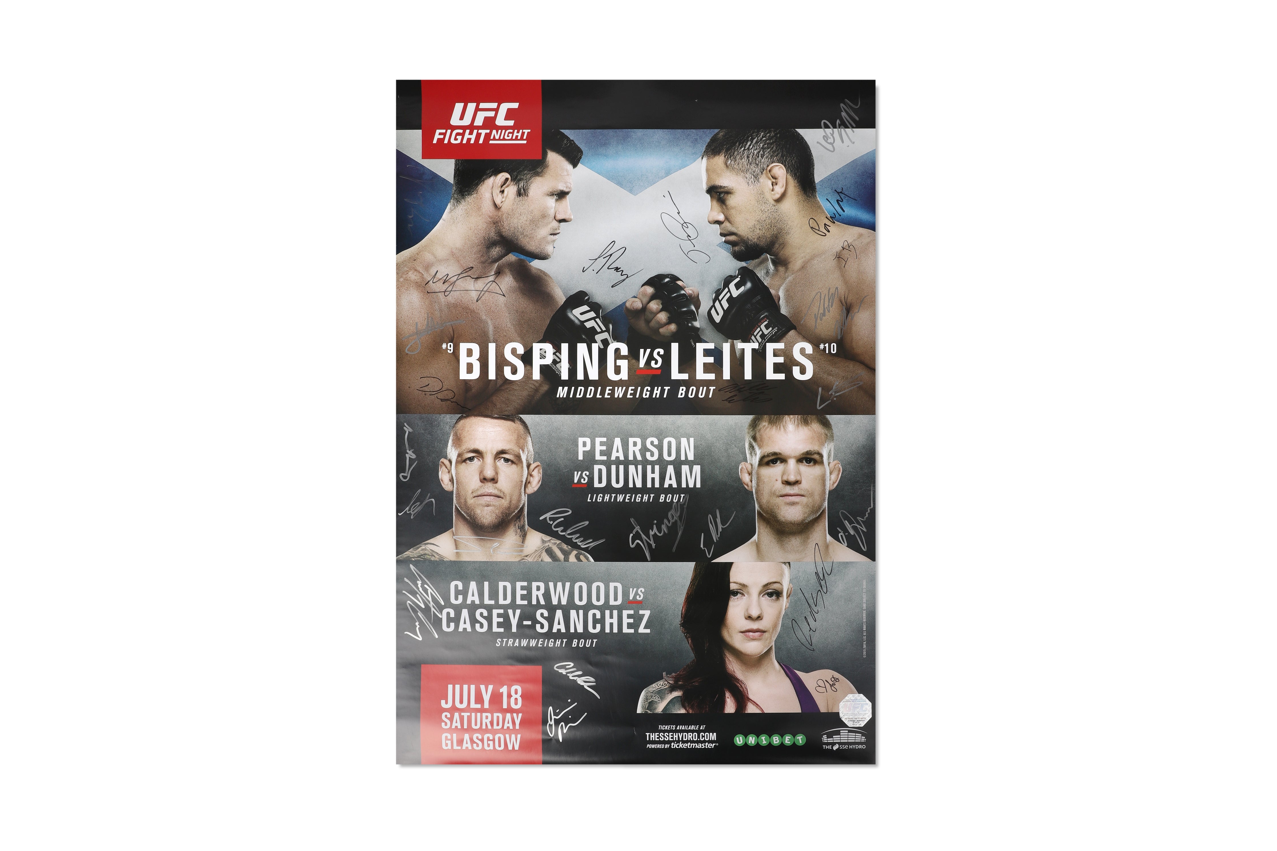 UFC Fight Night: Bisping vs Leites Autographed Event Poster