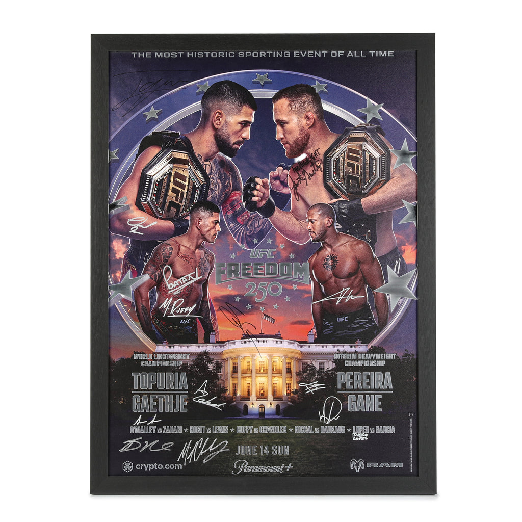 UFC Freedom 250: Topuria vs Gaethje Premium 1-of-1 Metal Autographed Event Poster