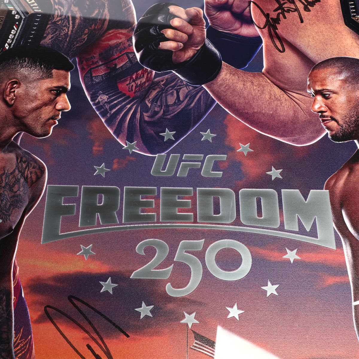 UFC Freedom 250: Topuria vs Gaethje Premium 1-of-1 Metal Autographed Event Poster