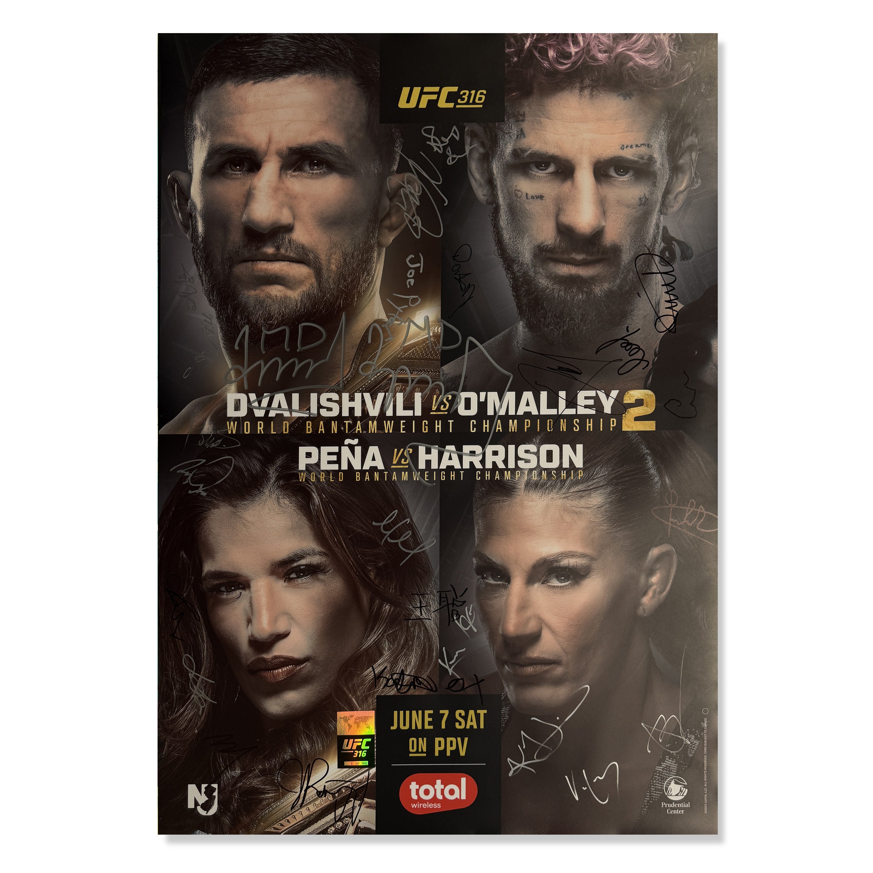 UFC 316: Dvalishvili vs O’Malley 2 Autographed Event Poster