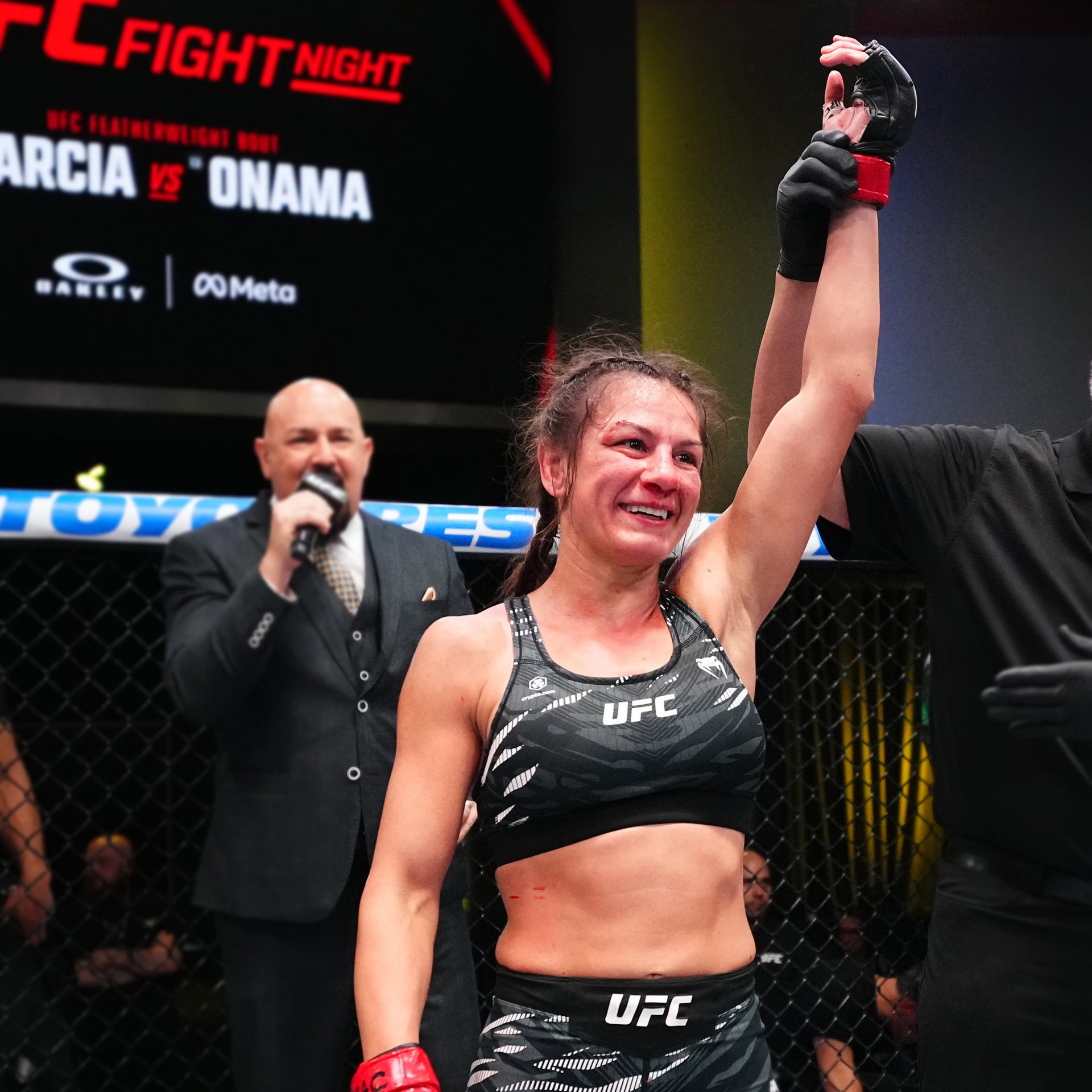 Alice Ardelean Signed 1-of-1 Fight Worn Gloves UFC Fight Night: Garcia vs Onama