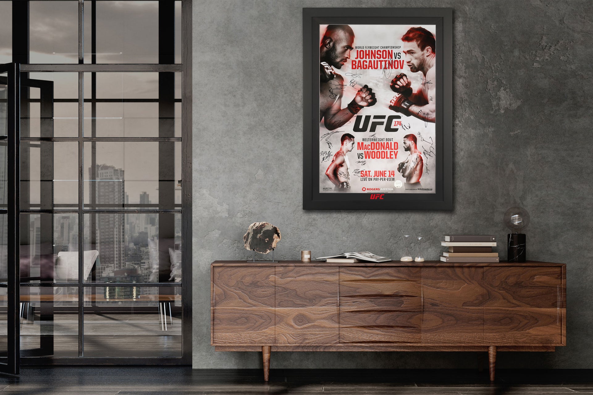 UFC 174: Johnson vs Bagautinov Autographed Event Poster