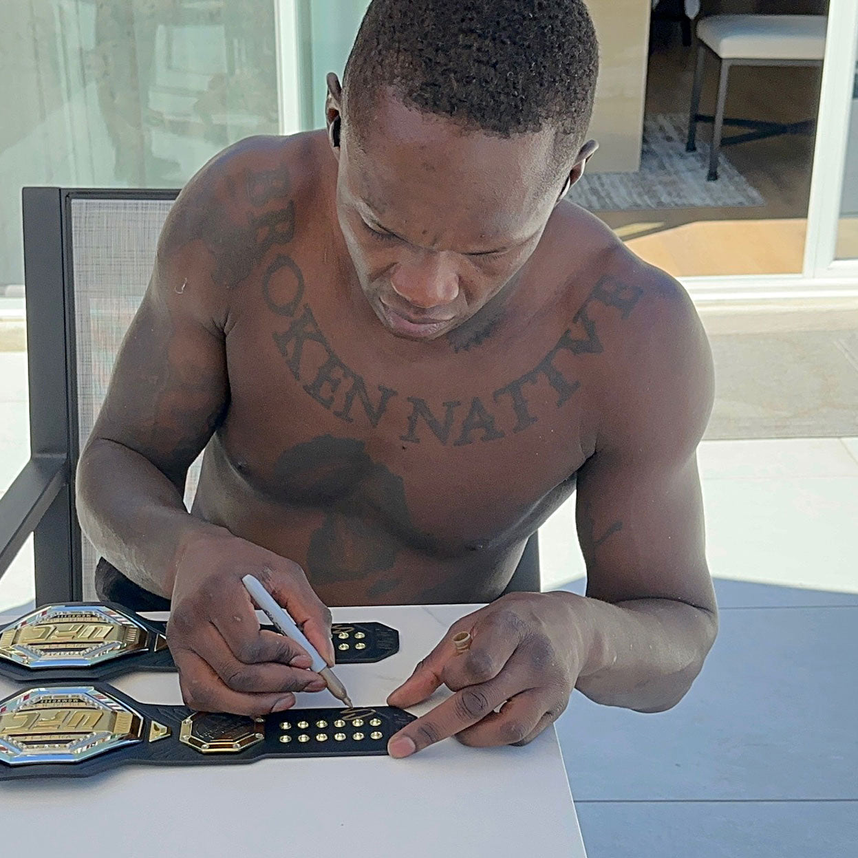 Israel Adesanya Signed UFC Legacy Replica Desktop Belt