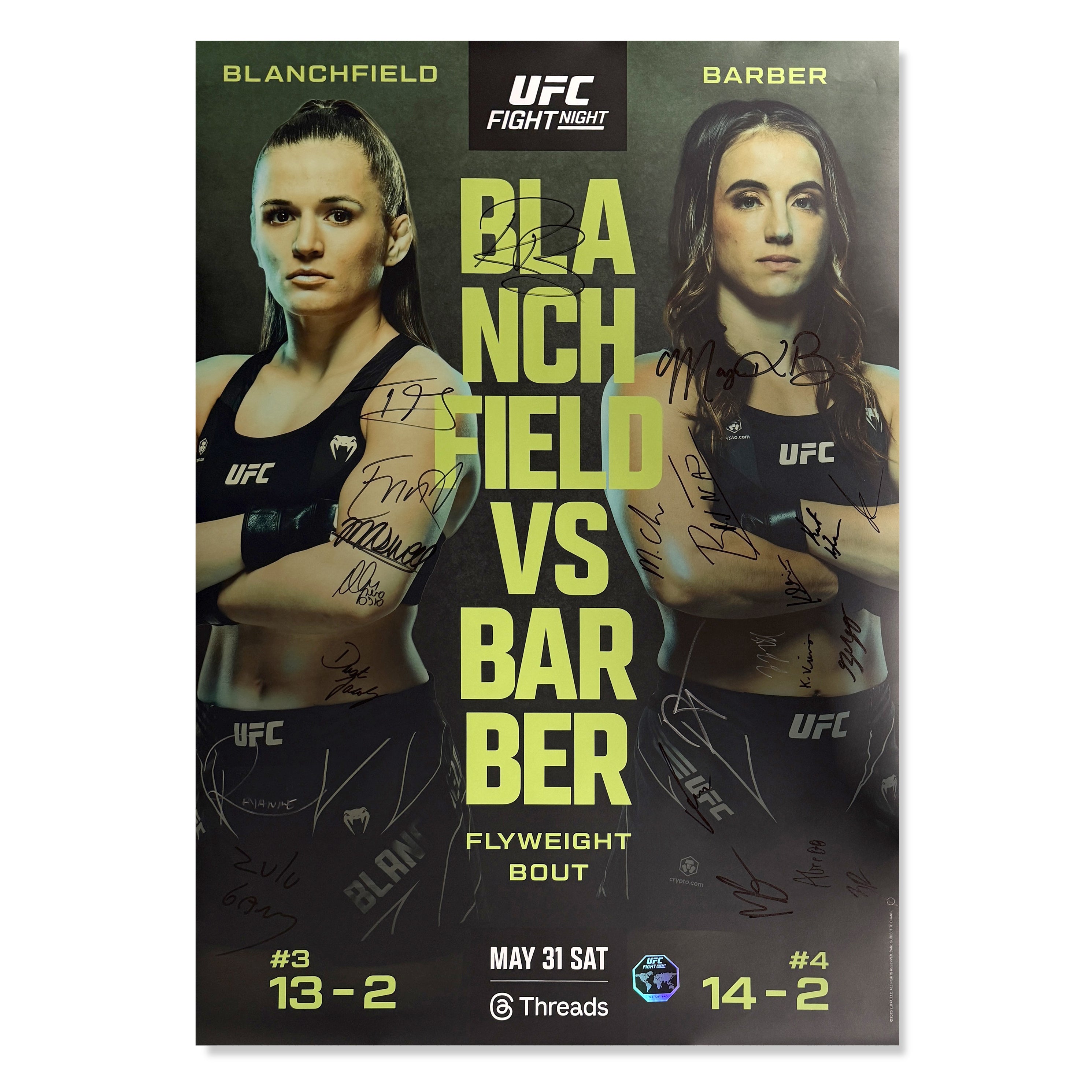 UFC Fight Night: Blanchfield vs Barber Autographed Event Poster