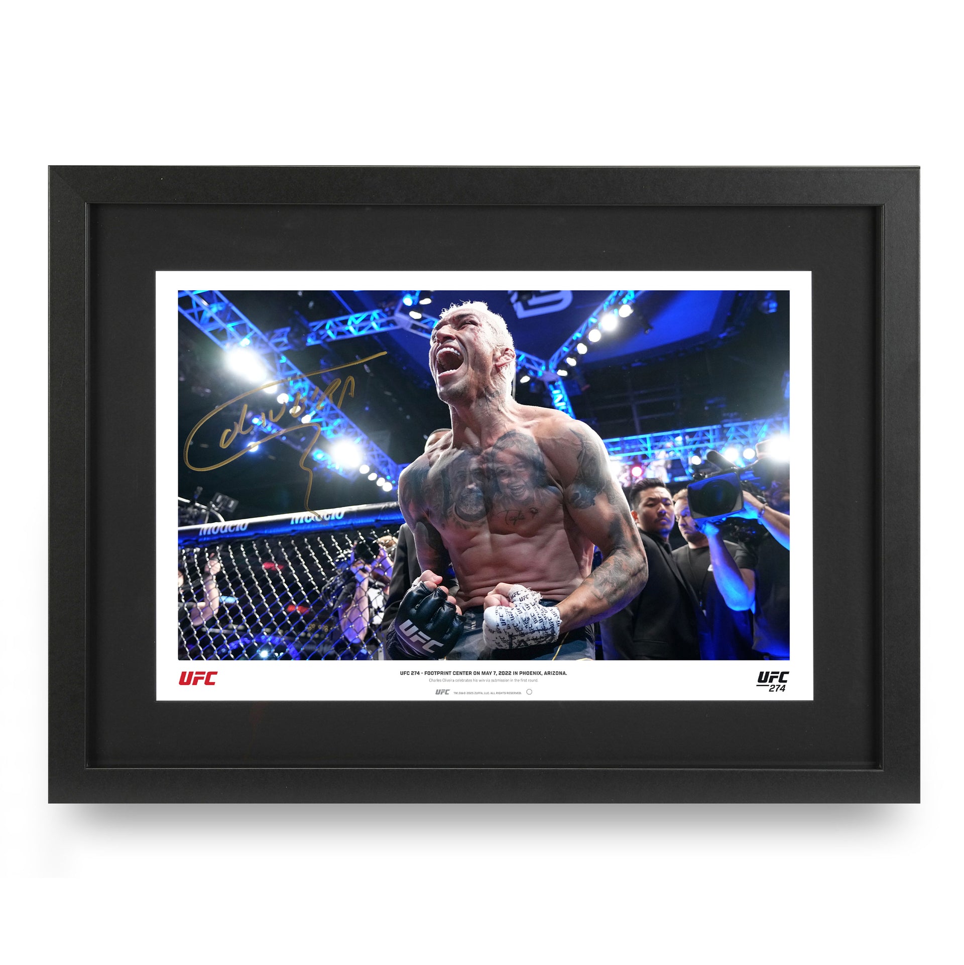 Charles Oliveira Signed 'Celebrating' Photo UFC 274: Oliveira vs Gaethje