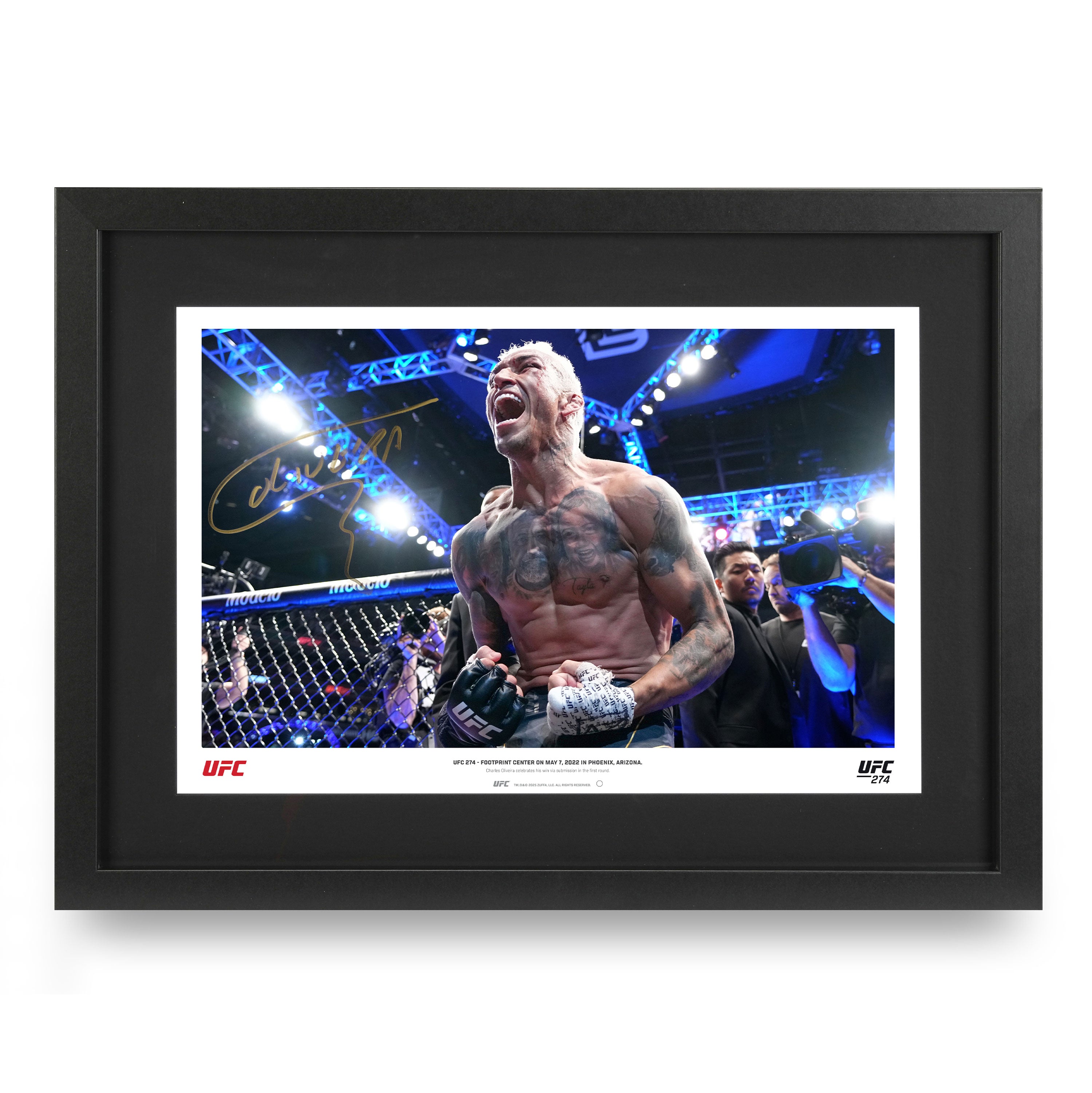 Charles Oliveira Signed 'Celebrating' Photo UFC 274: Oliveira vs Gaethje