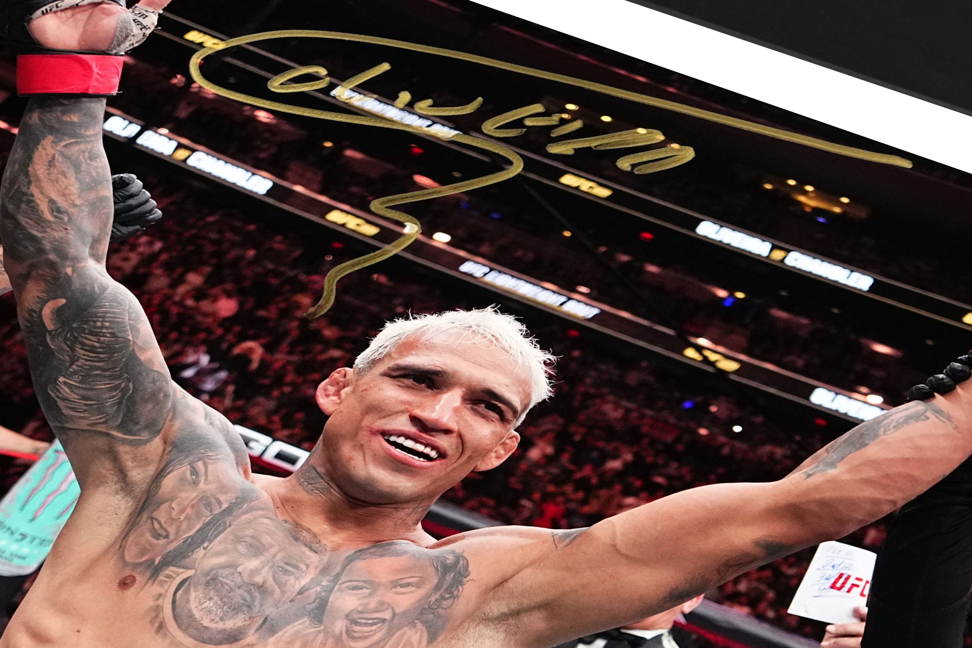 Charles Oliveira Signed 'Celebrating' Photo UFC 309: Jones vs Miocic