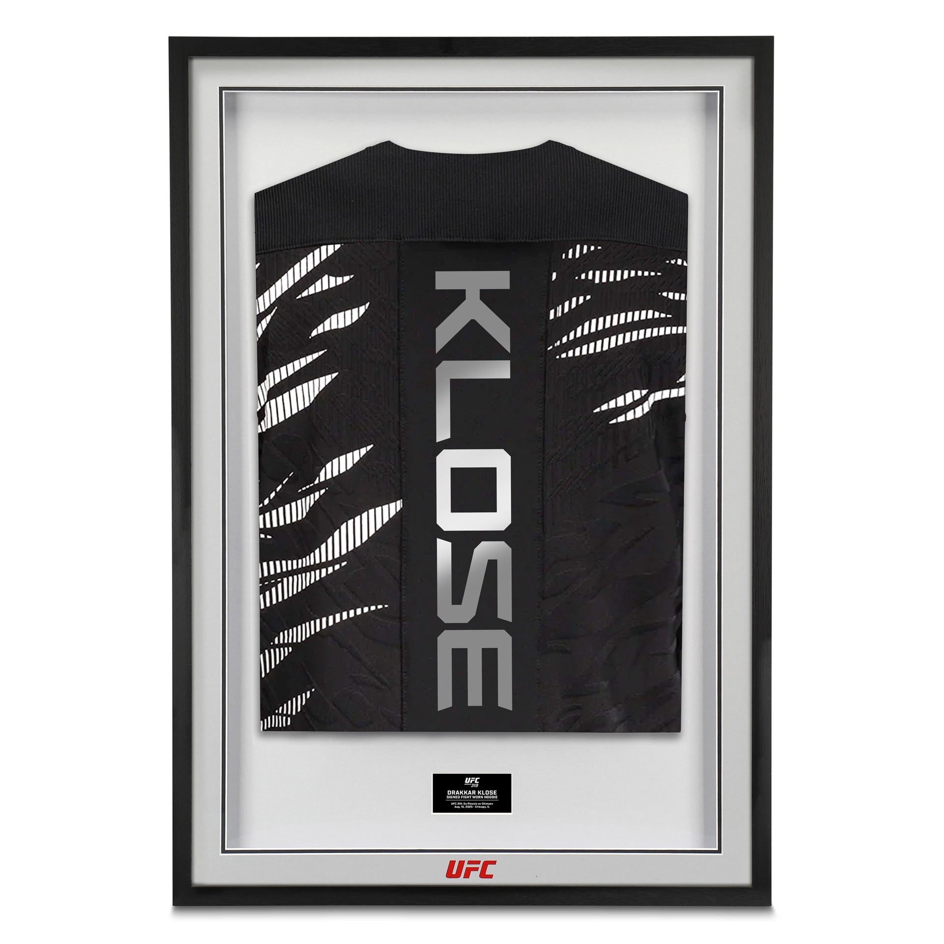 Drakkar Klose Signed 1-of-1 Fight Worn Hoodie UFC 319: Du Plessis vs Chimaev