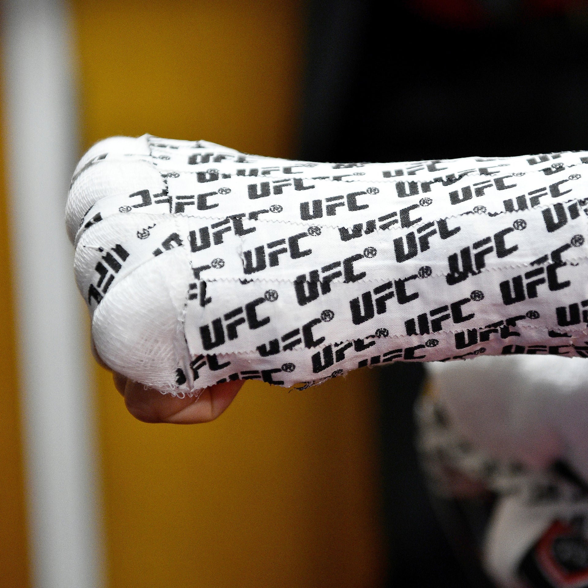 Damian Pinas Signed 1-of-1 Fight Issued Snapback Hat & Fight Worn Hand Wraps UFC Fight Night: Moreno vs Kavanagh