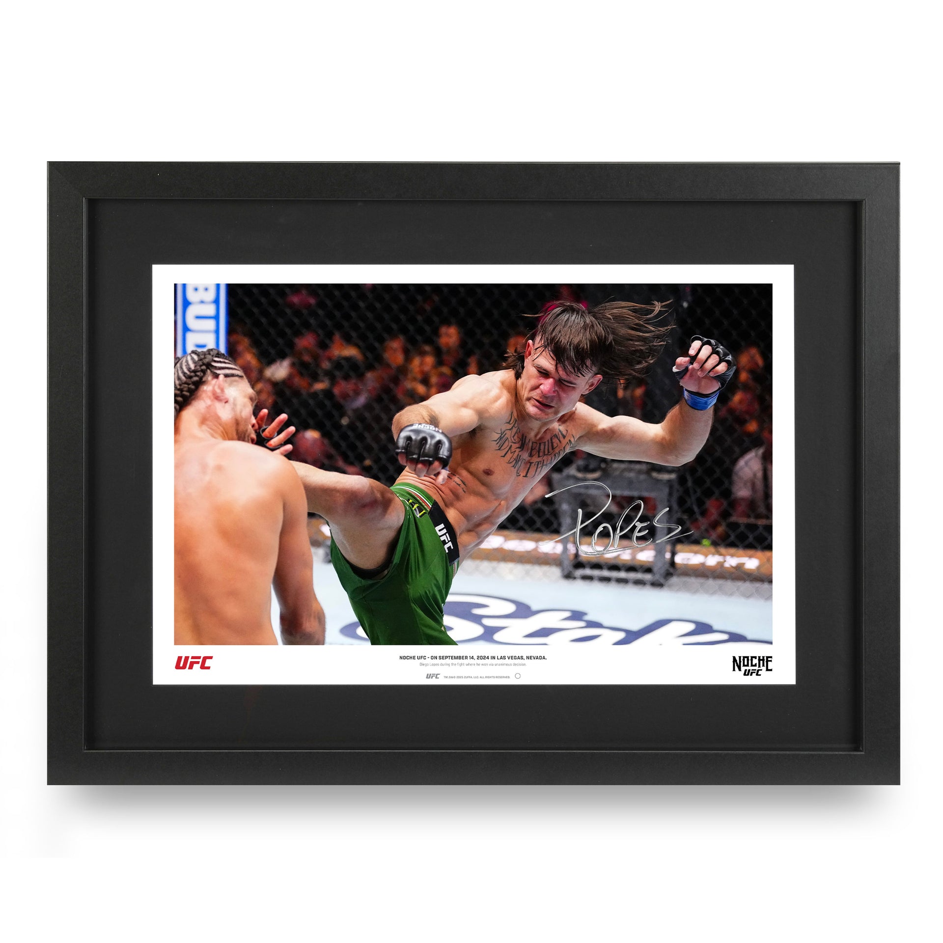 Diego Lopes Signed 'Kick' Photo UFC Noche: O’Malley vs Dvalishvili
