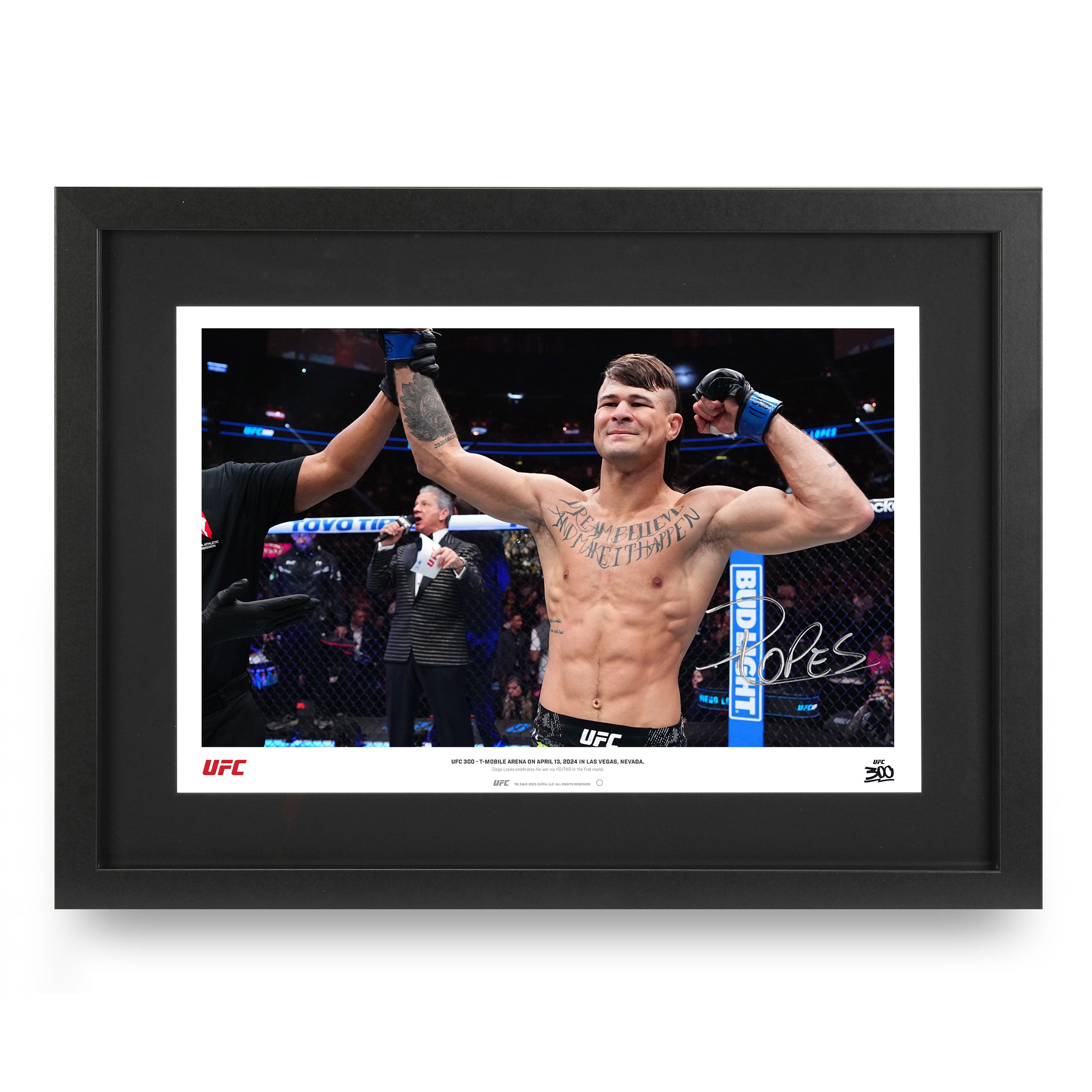 Diego Lopes Signed 'Celebrating' Photo UFC 300: Pereira vs Hill