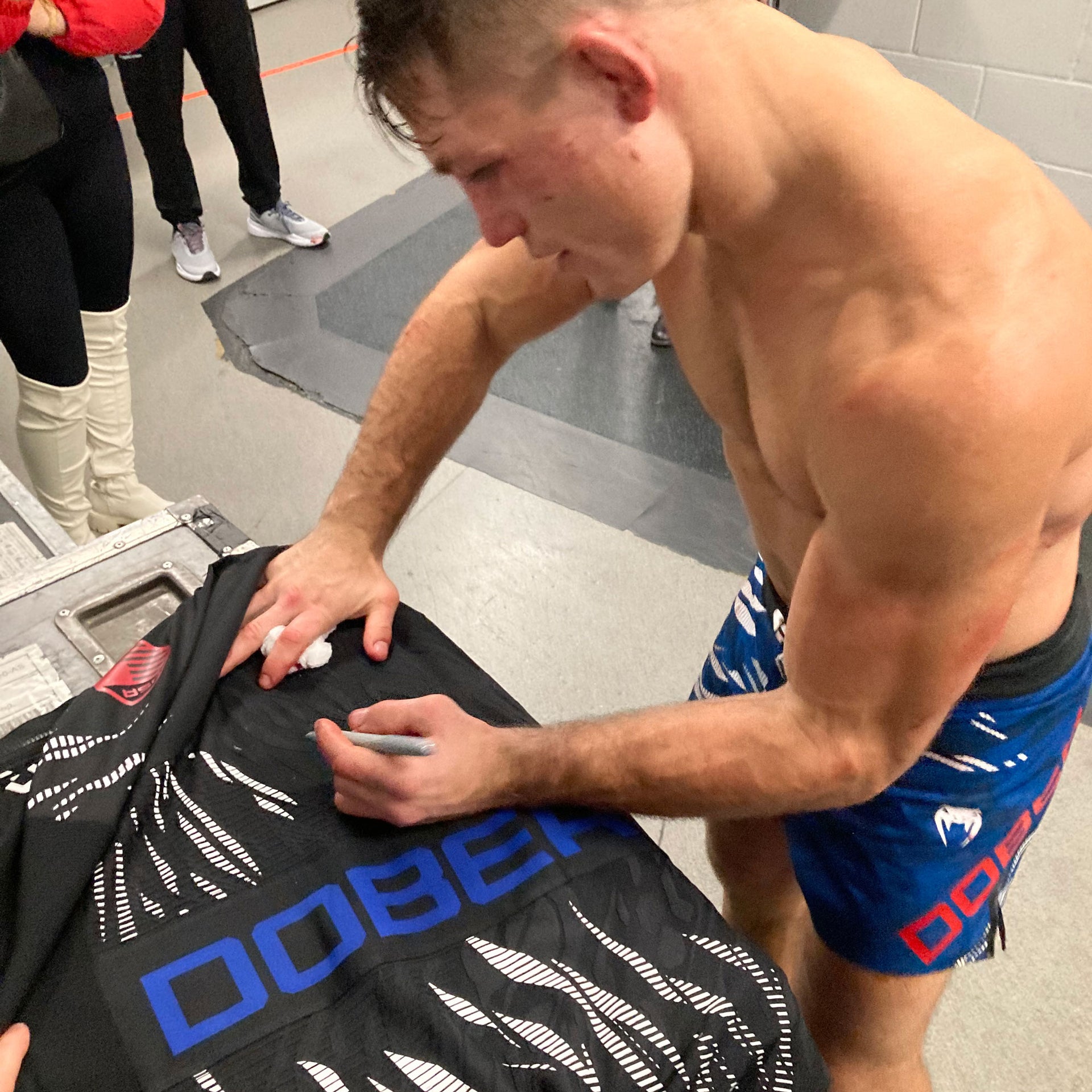 Drew Dober Signed 1-of-1 Fight Worn Hoodie UFC Fight Night: De Ridder vs Allen