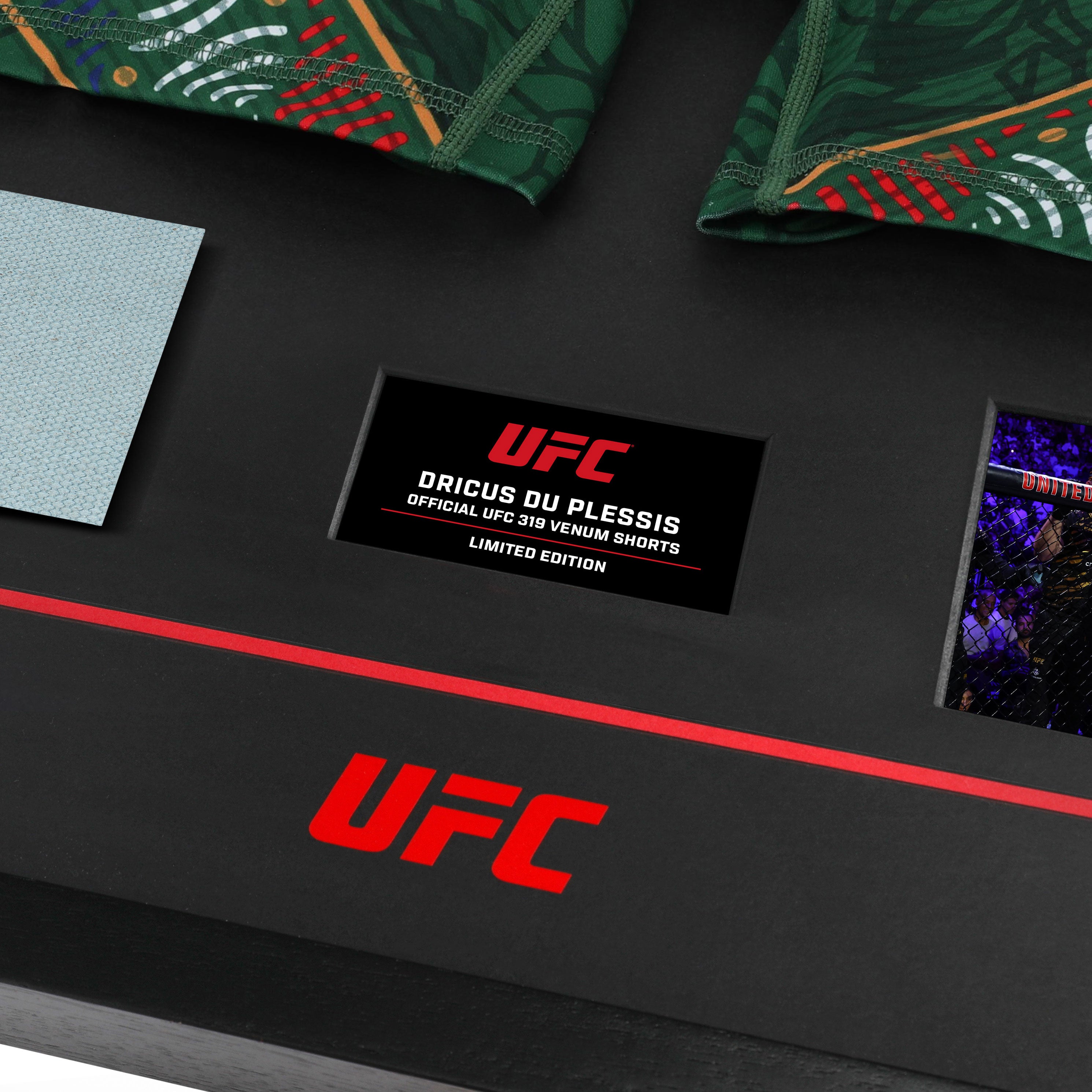 Dricus Du Plessis UFC 319 Canvas & Limited Edition Venum Shorts Display