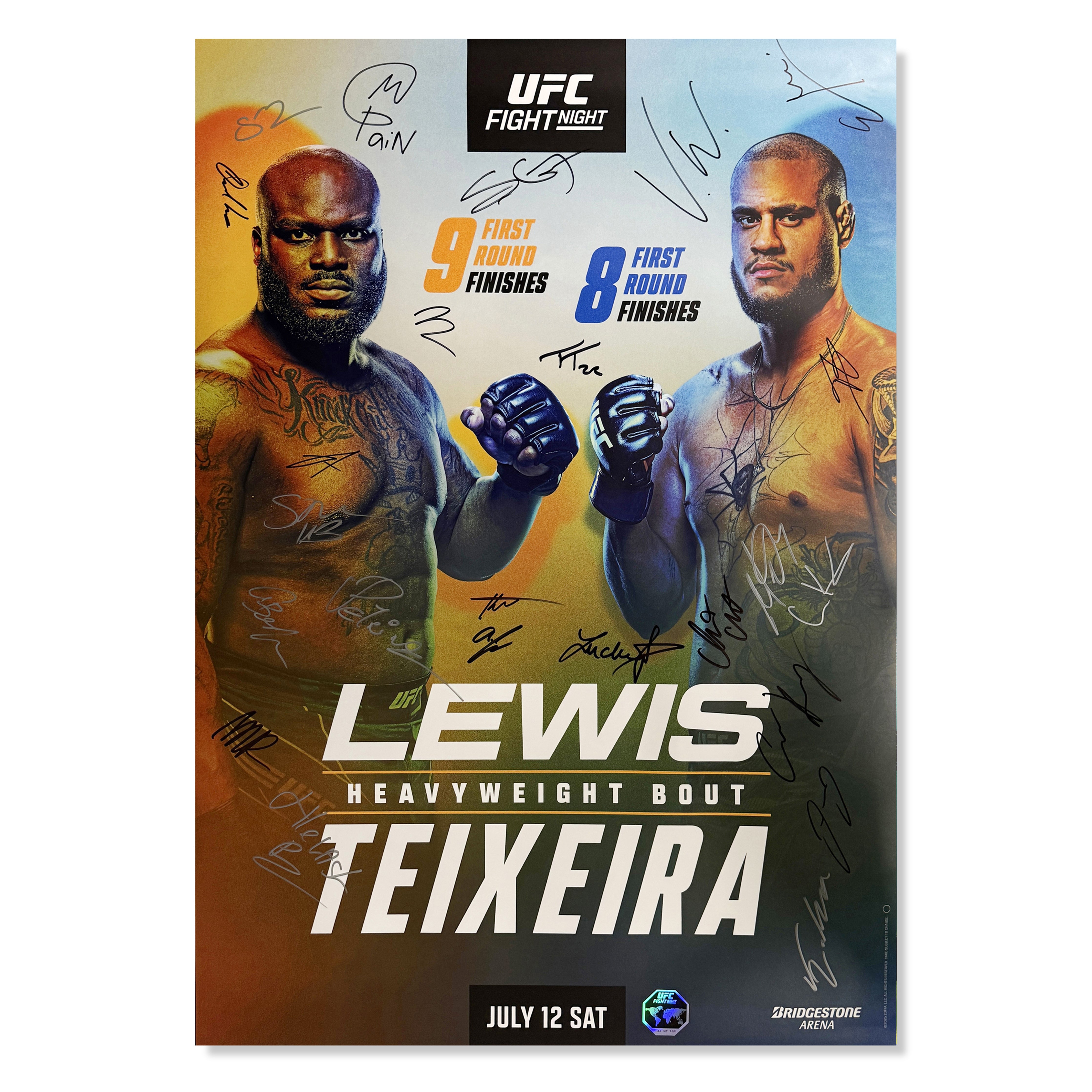 UFC Fight Night: Lewis vs Teixeira Autographed Event Poster