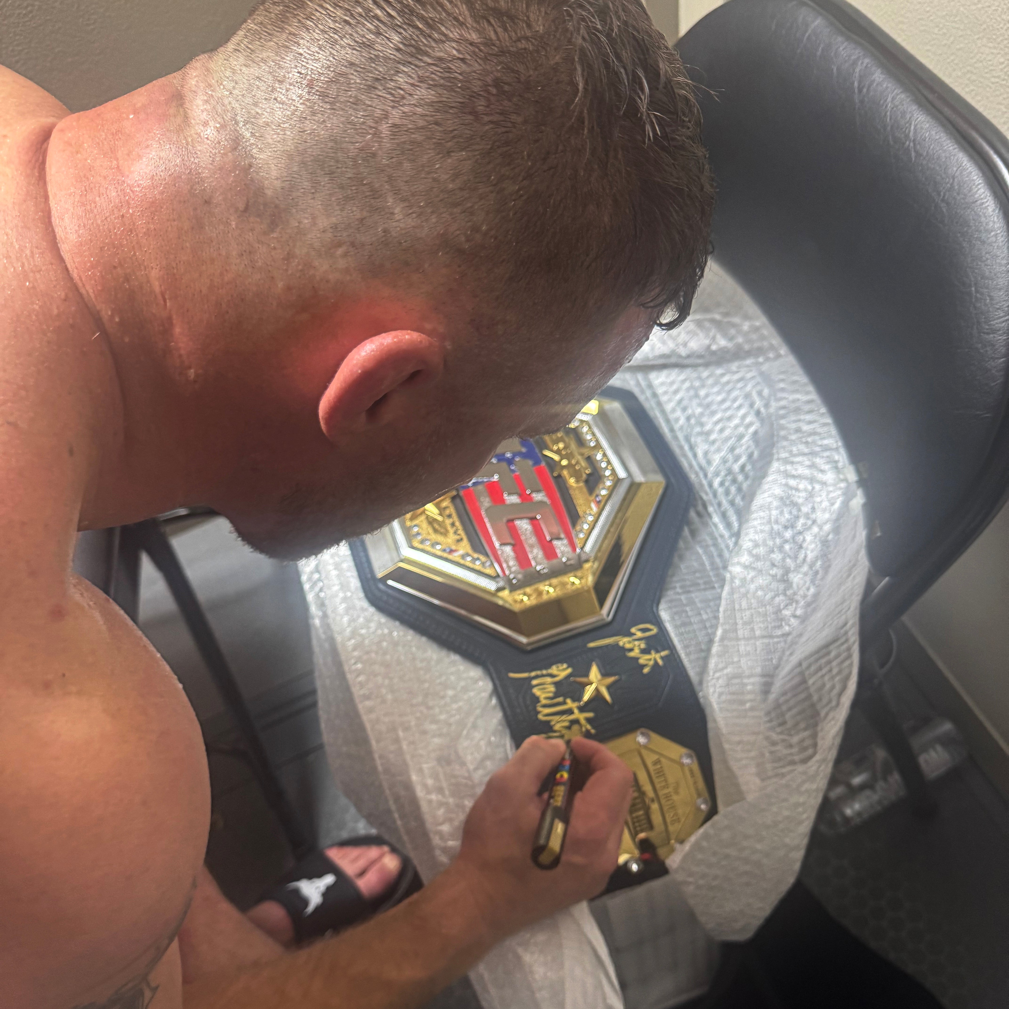 Justin Gaethje Signed UFC Freedom 250 Replica Championship Belt