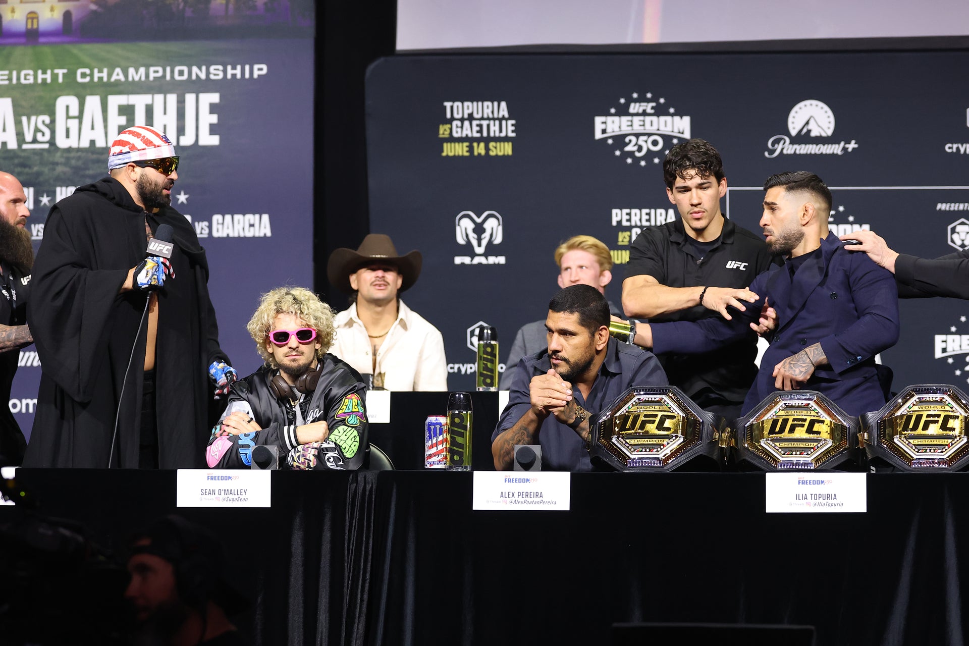 Josh Hokit Press Conference Name Card UFC Freedom 250: Topuria vs Gaethje