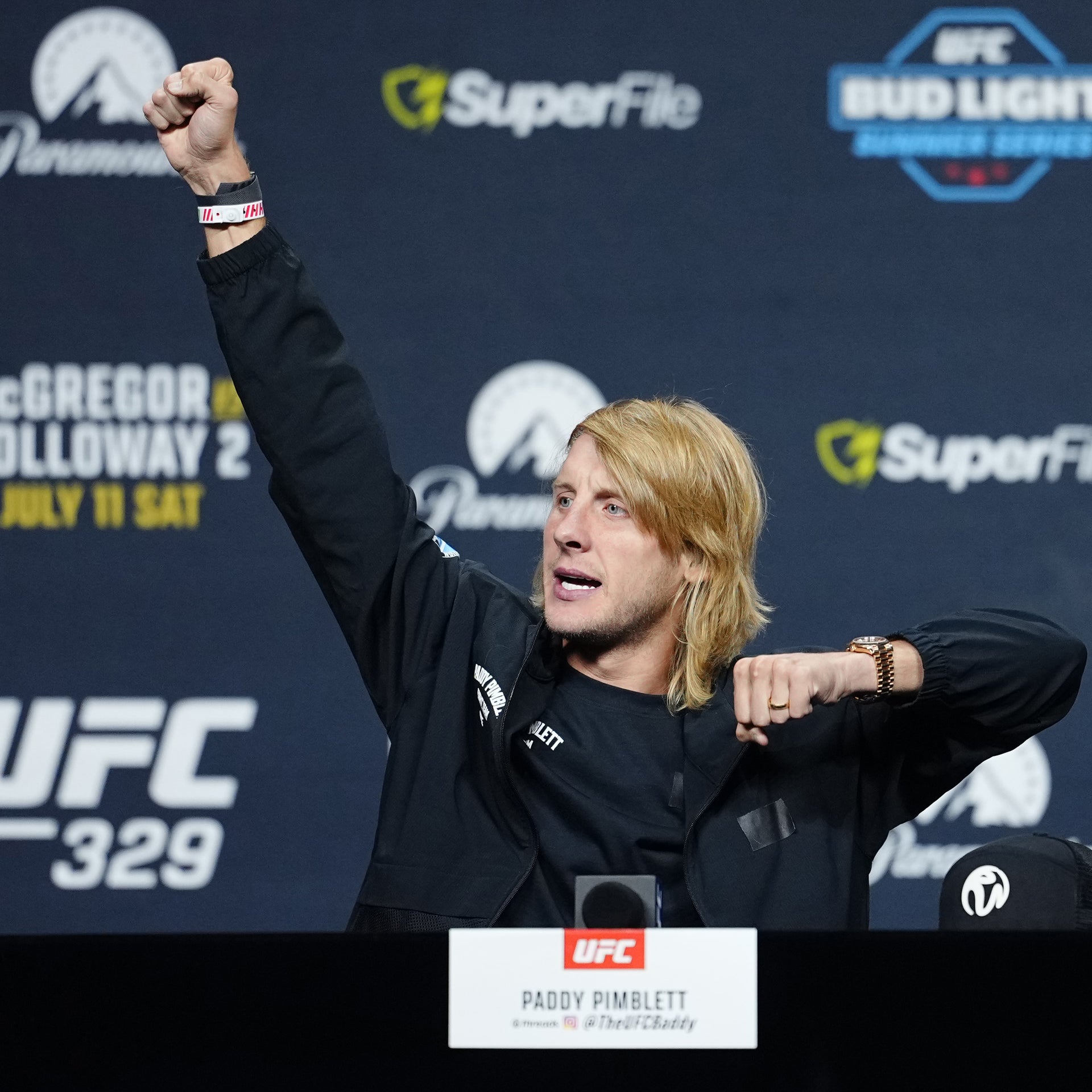 Paddy Pimblett Press Conference Name Card UFC 329: McGregor vs Holloway 2