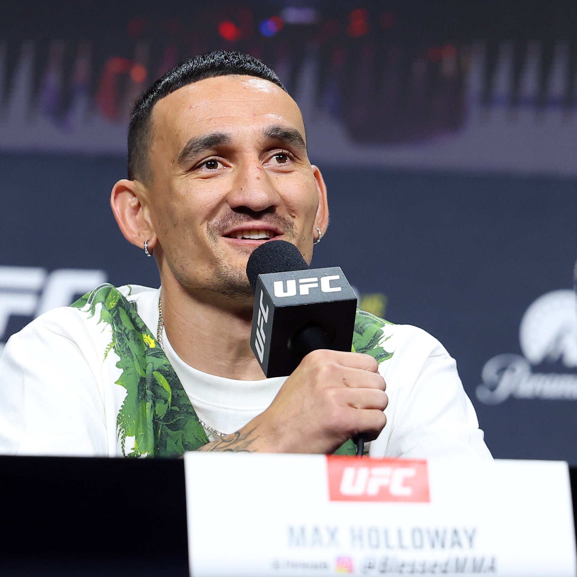 Max Holloway Press Conference Name Card UFC 329: McGregor vs Holloway 2