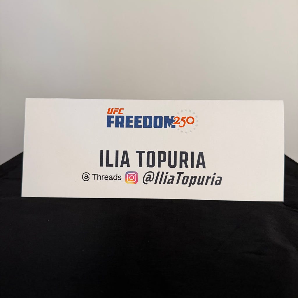 Ilia Topuria Press Conference Name Card UFC Freedom 250: Topuria vs Gaethje
