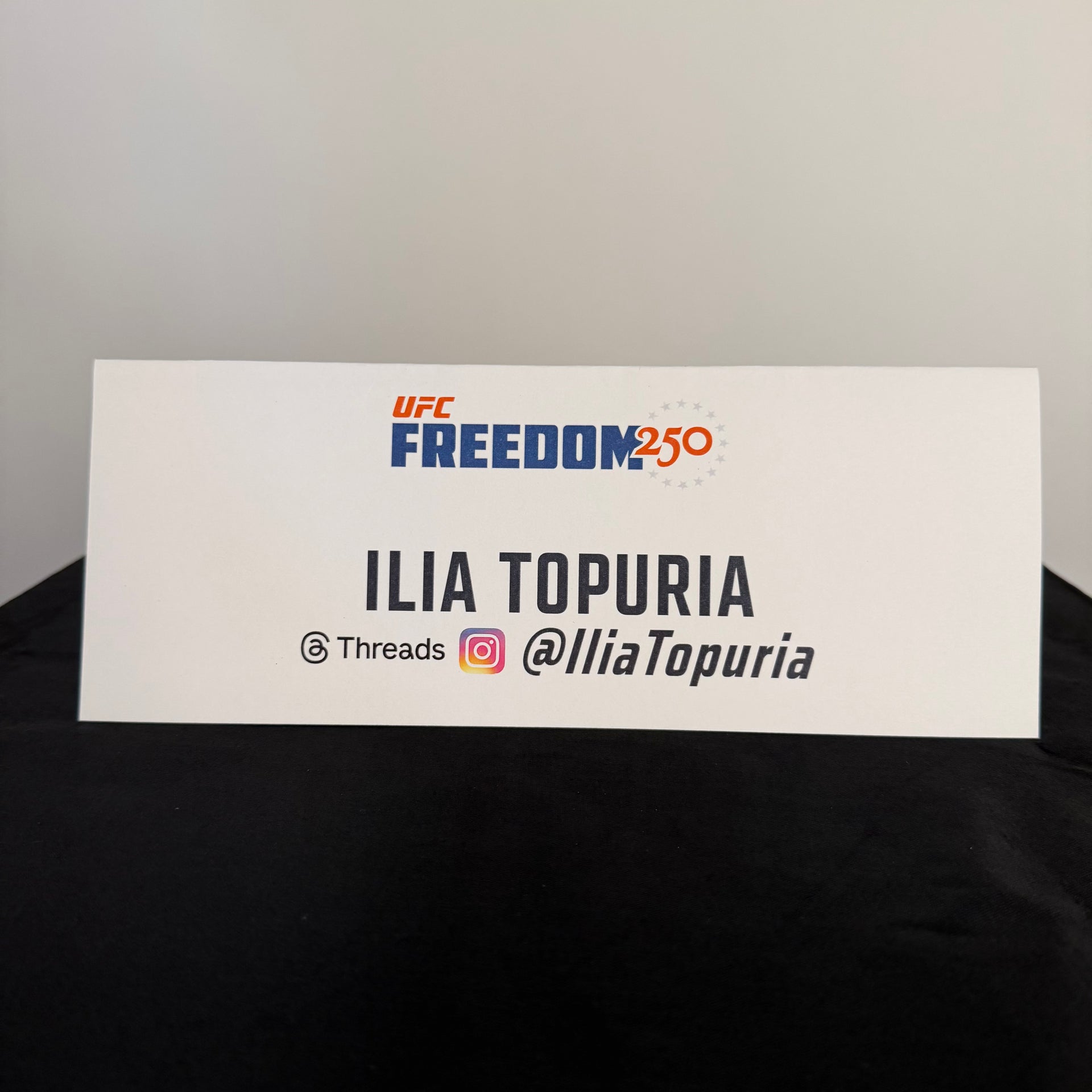 Ilia Topuria Press Conference Name Card UFC Freedom 250: Topuria vs Gaethje